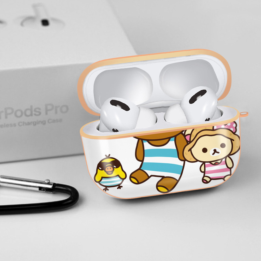 リラックマ リラックマ キイロイトリ Rilakkuma Korilakkuma Kiiroitori 【AirPods Pro用】ハードシェル保護ケース｜耐衝撃・防指紋・カラビナ付き商品仕様