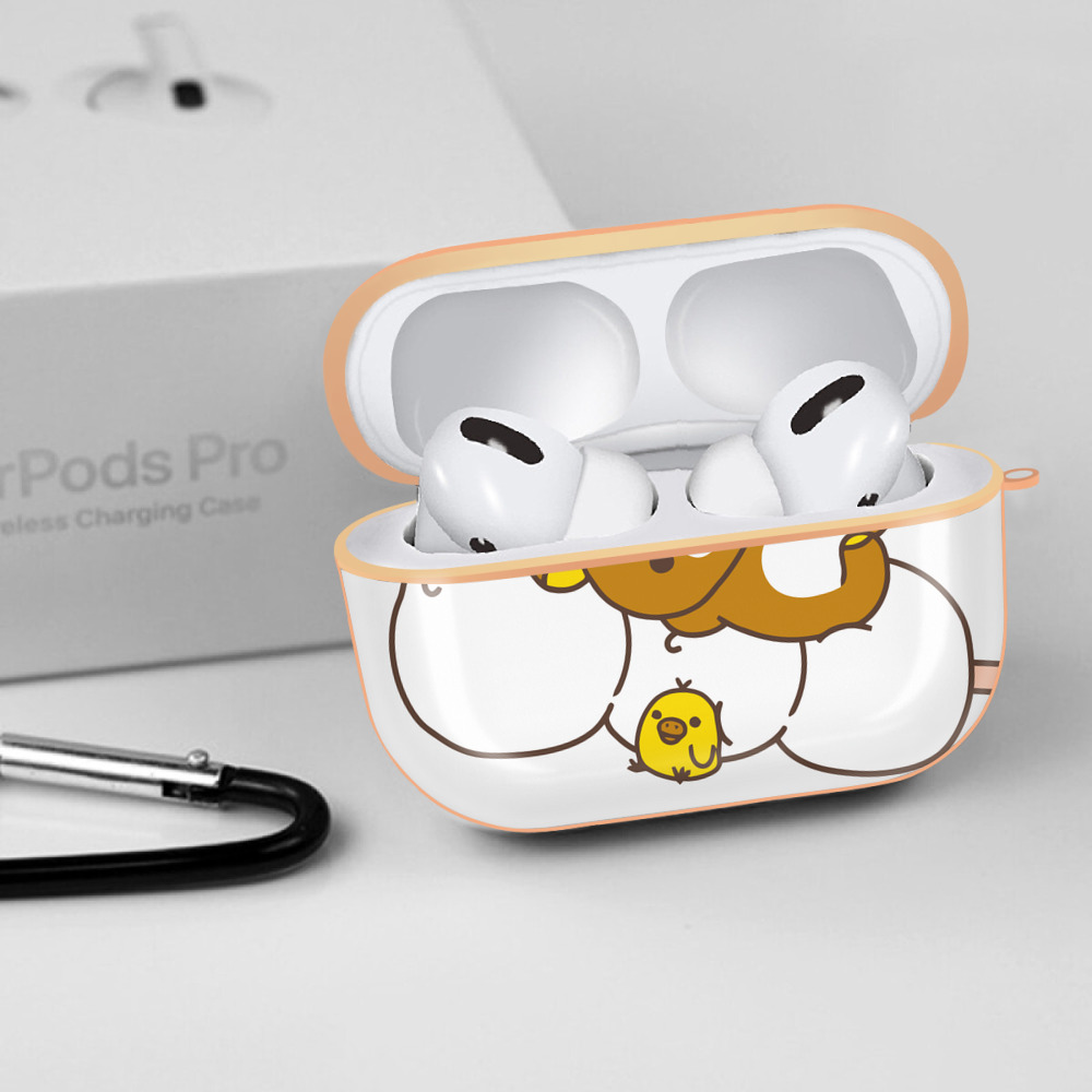 リラックマ リラックマ キイロイトリ Rilakkuma Korilakkuma Kiiroitori 【AirPods Pro用】ハードシェル保護ケース｜耐衝撃・防指紋・カラビナ付き商品仕様