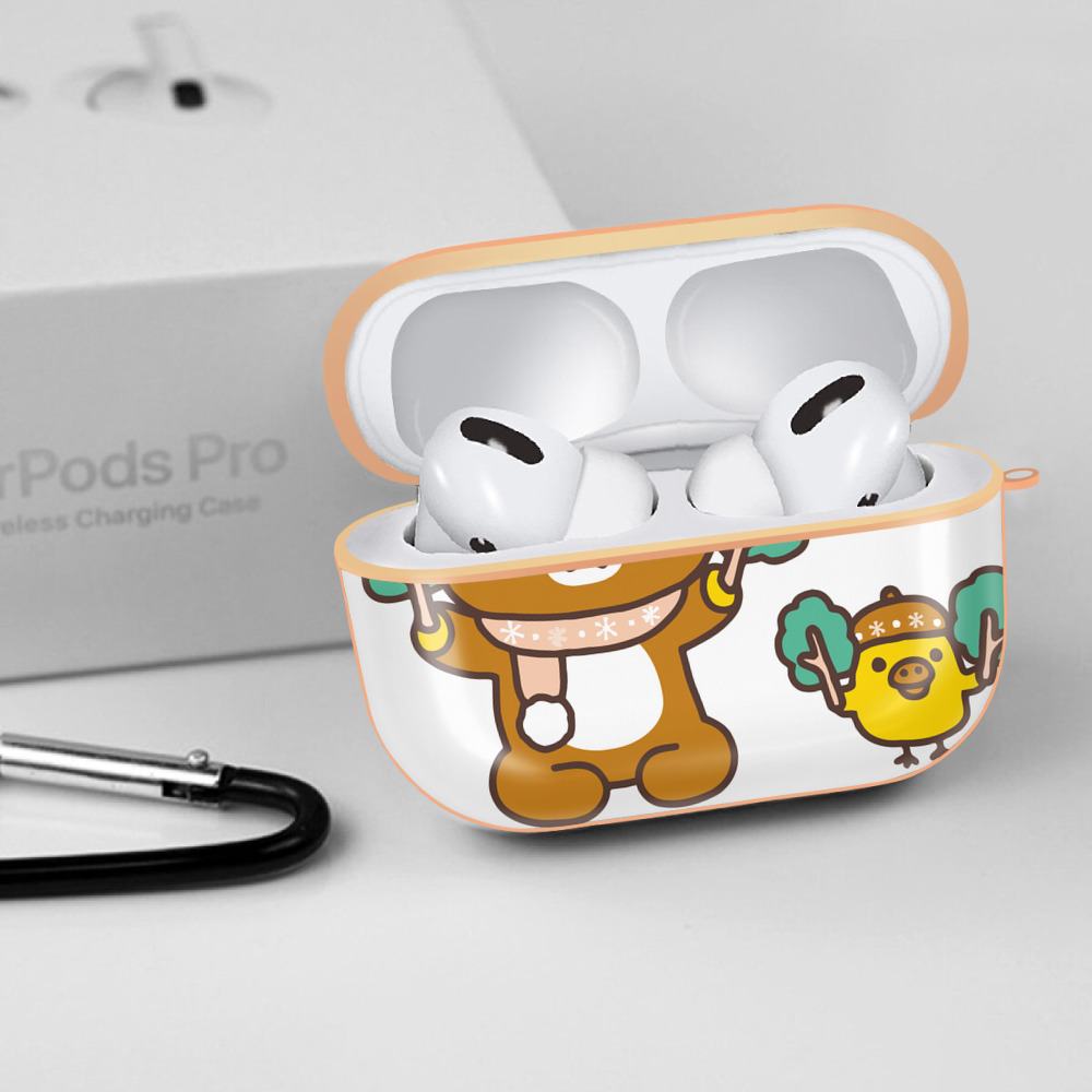 リラックマ リラックマ キイロイトリ Rilakkuma Korilakkuma Kiiroitori 【AirPods Pro用】ハードシェル保護ケース｜耐衝撃・防指紋・カラビナ付き商品仕様