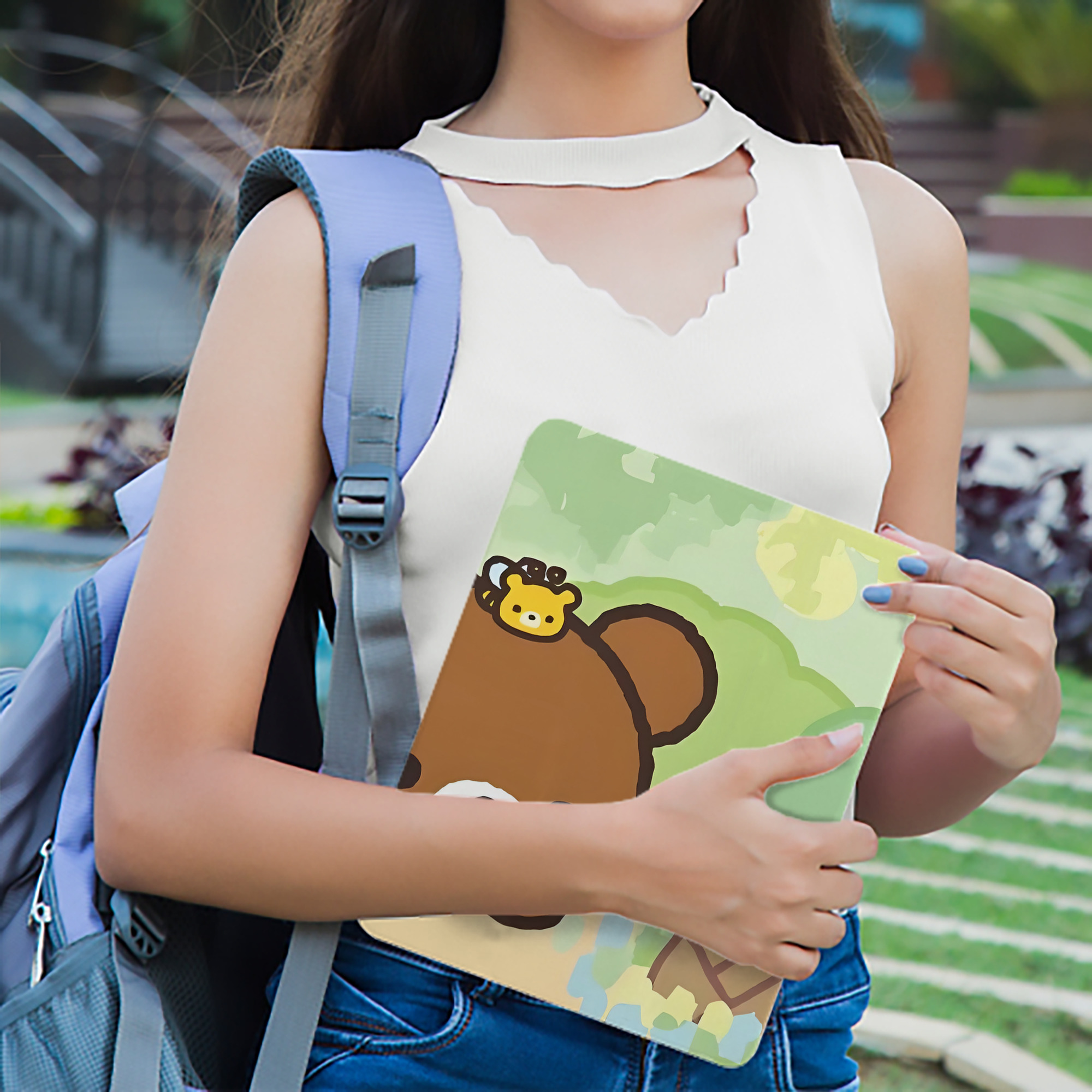 リラックマ リラックマ キイロイトリ Rilakkuma Korilakkuma Kiiroitori IPad ケース ブック型 PUレザー TPU 耐衝撃 軽量 薄型 ペン収納なし 全面保護 IPad 各モデル対応