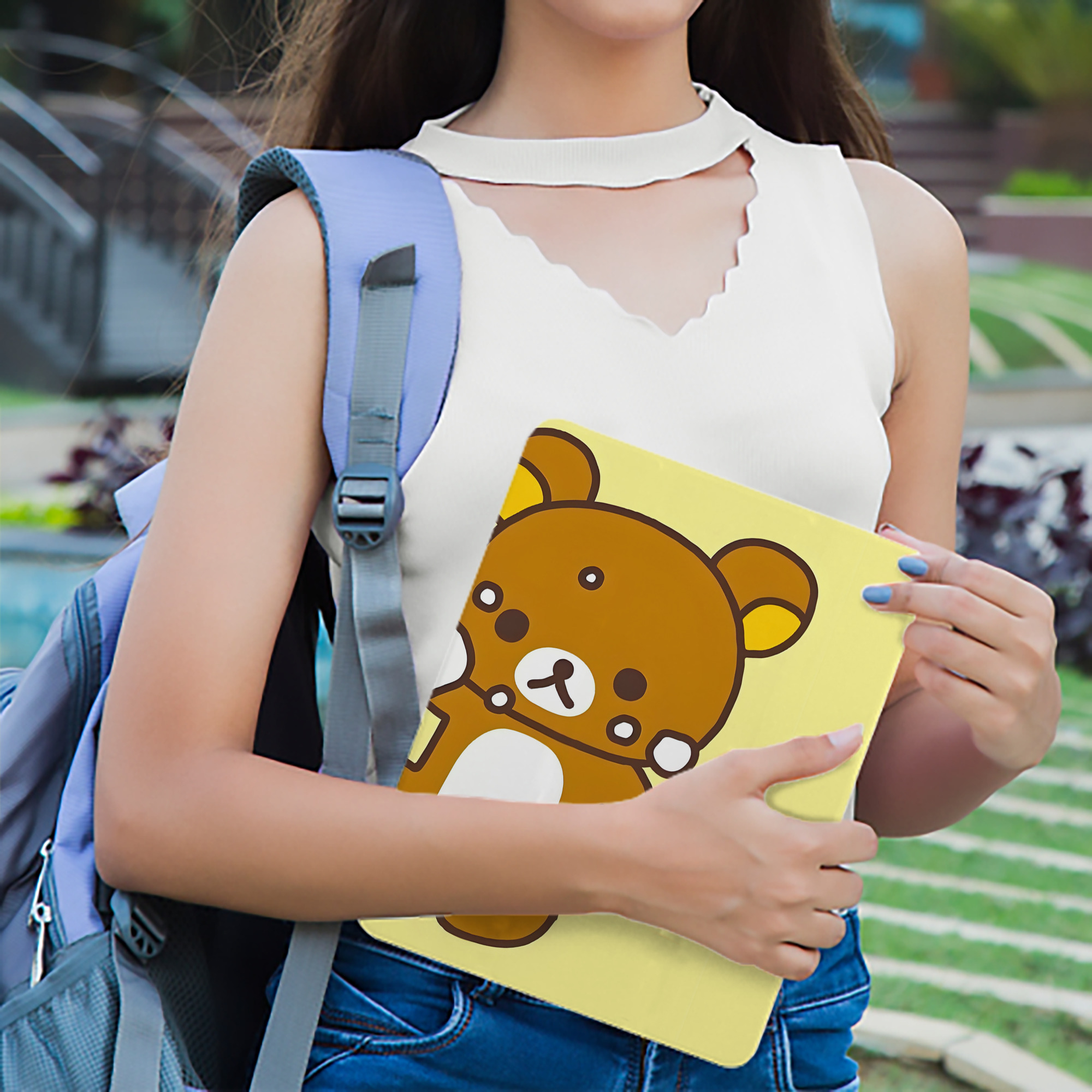 リラックマ リラックマ キイロイトリ Rilakkuma Korilakkuma Kiiroitori IPad ケース ブック型 PUレザー TPU 耐衝撃 軽量 薄型 ペン収納なし 全面保護 IPad 各モデル対応