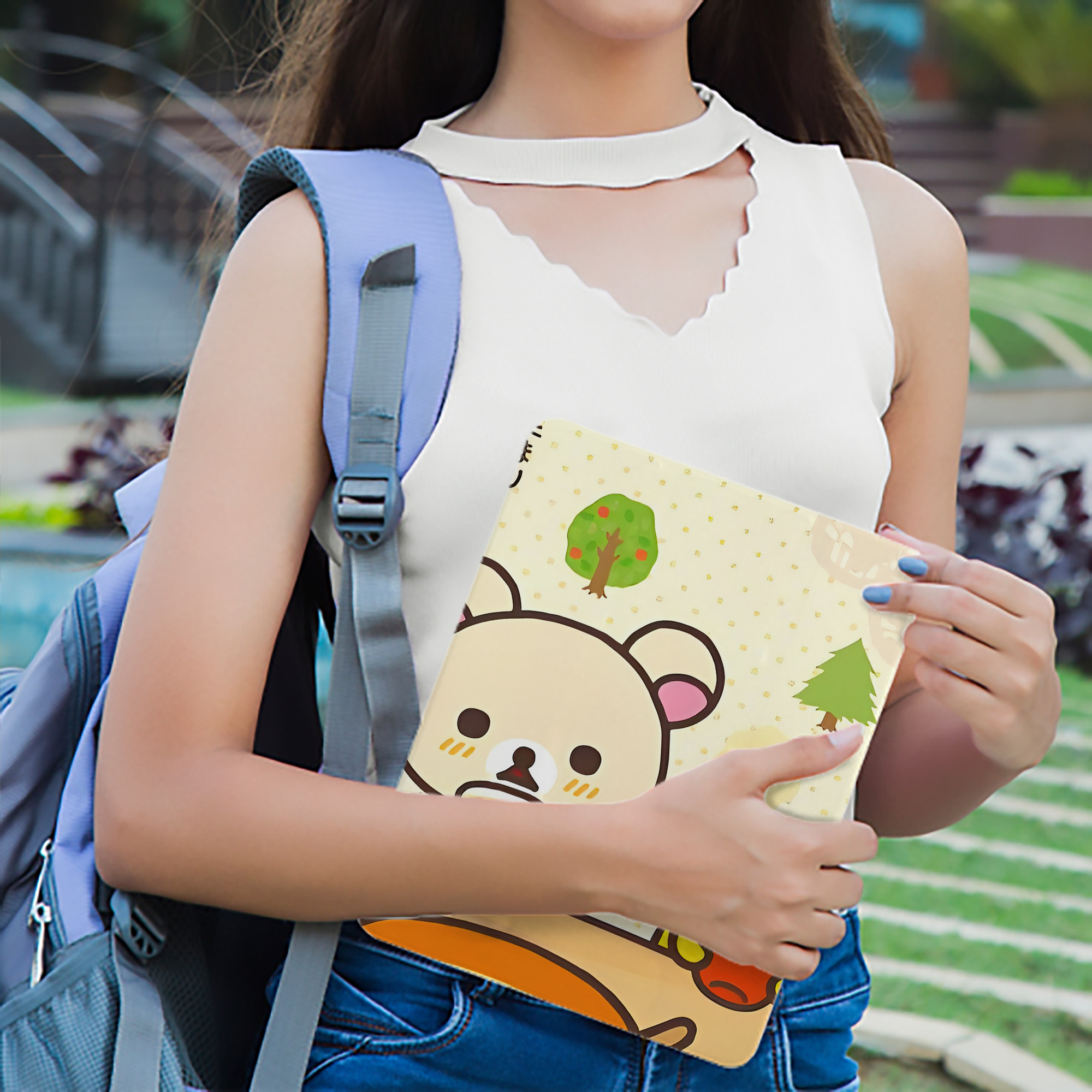 リラックマ リラックマ キイロイトリ Rilakkuma Korilakkuma Kiiroitori IPad ケース ブック型 PUレザー TPU 耐衝撃 軽量 薄型 ペン収納なし 全面保護 IPad 各モデル対応
