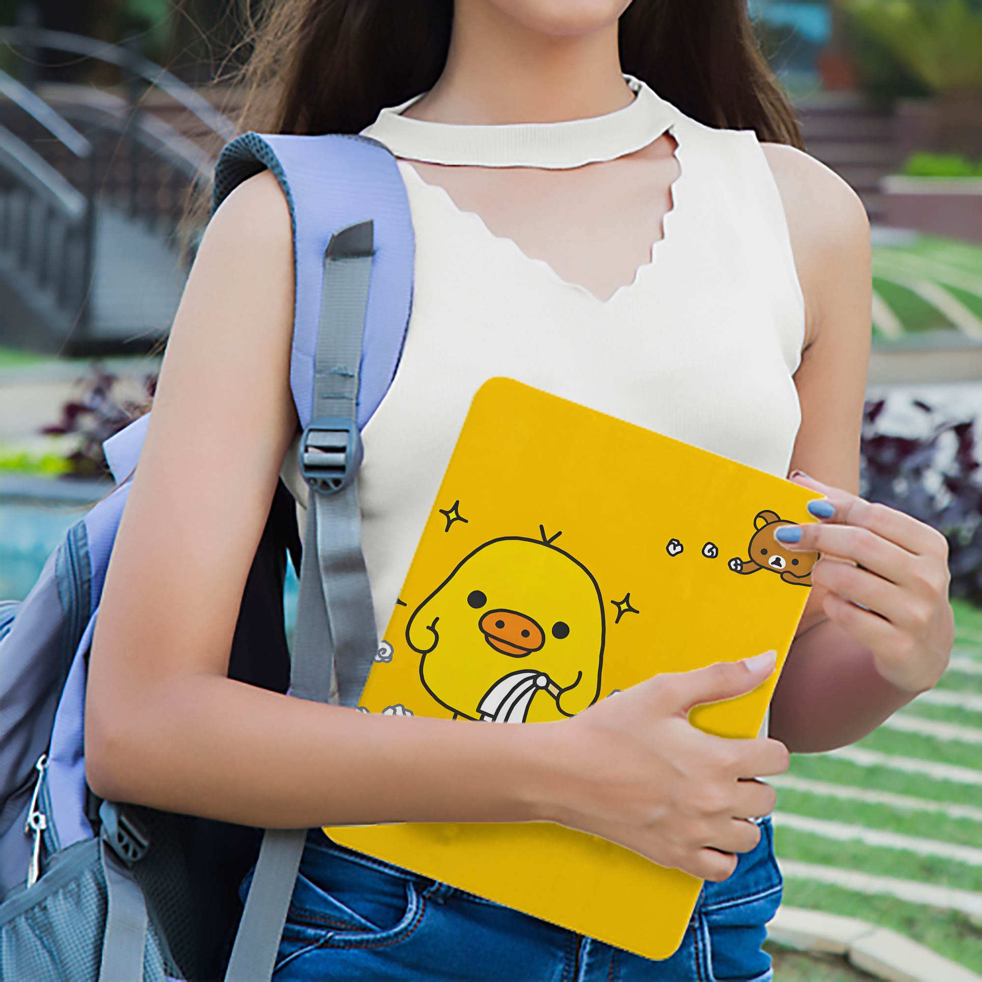 リラックマ リラックマ キイロイトリ Rilakkuma Korilakkuma Kiiroitori IPad ケース ブック型 PUレザー TPU 耐衝撃 軽量 薄型 ペン収納なし 全面保護 IPad 各モデル対応