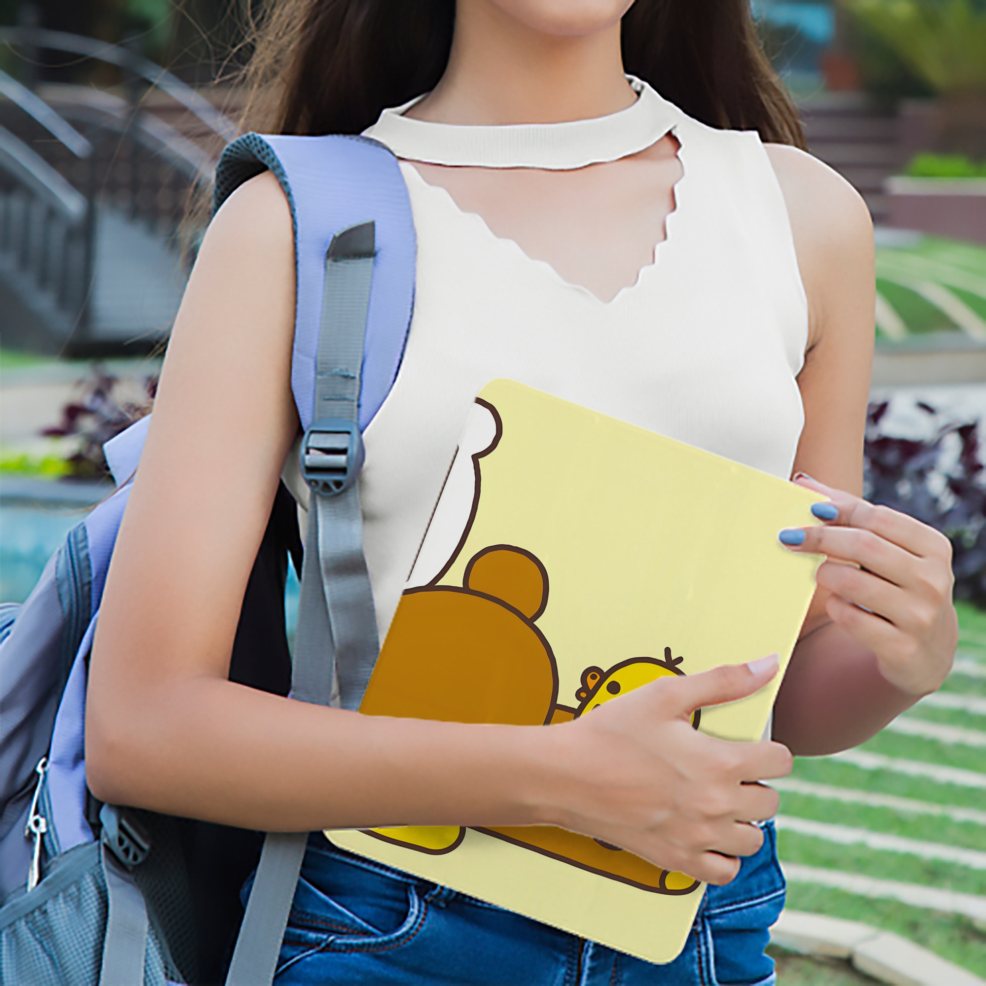 リラックマ リラックマ キイロイトリ Rilakkuma Korilakkuma Kiiroitori IPad ケース ブック型 PUレザー TPU 耐衝撃 軽量 薄型 ペン収納なし 全面保護 IPad 各モデル対応