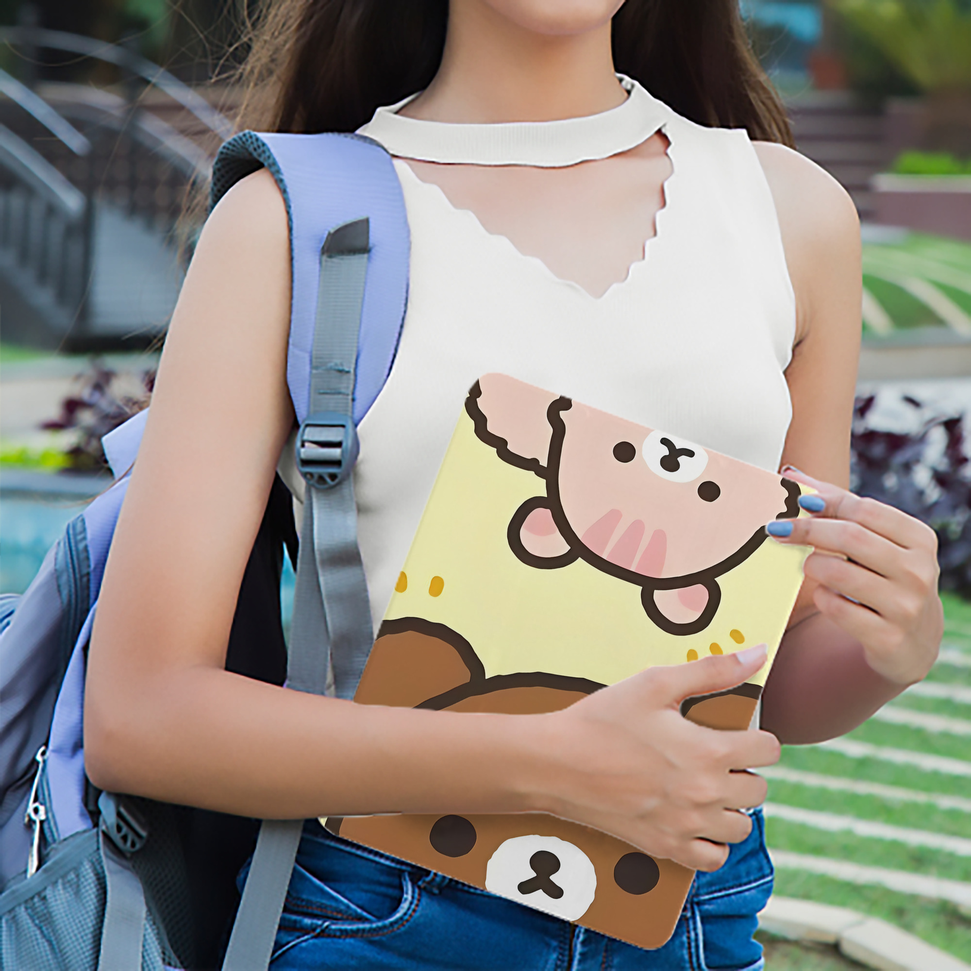 リラックマ リラックマ キイロイトリ Rilakkuma Korilakkuma Kiiroitori IPad ケース ブック型 PUレザー TPU 耐衝撃 軽量 薄型 ペン収納なし 全面保護 IPad 各モデル対応