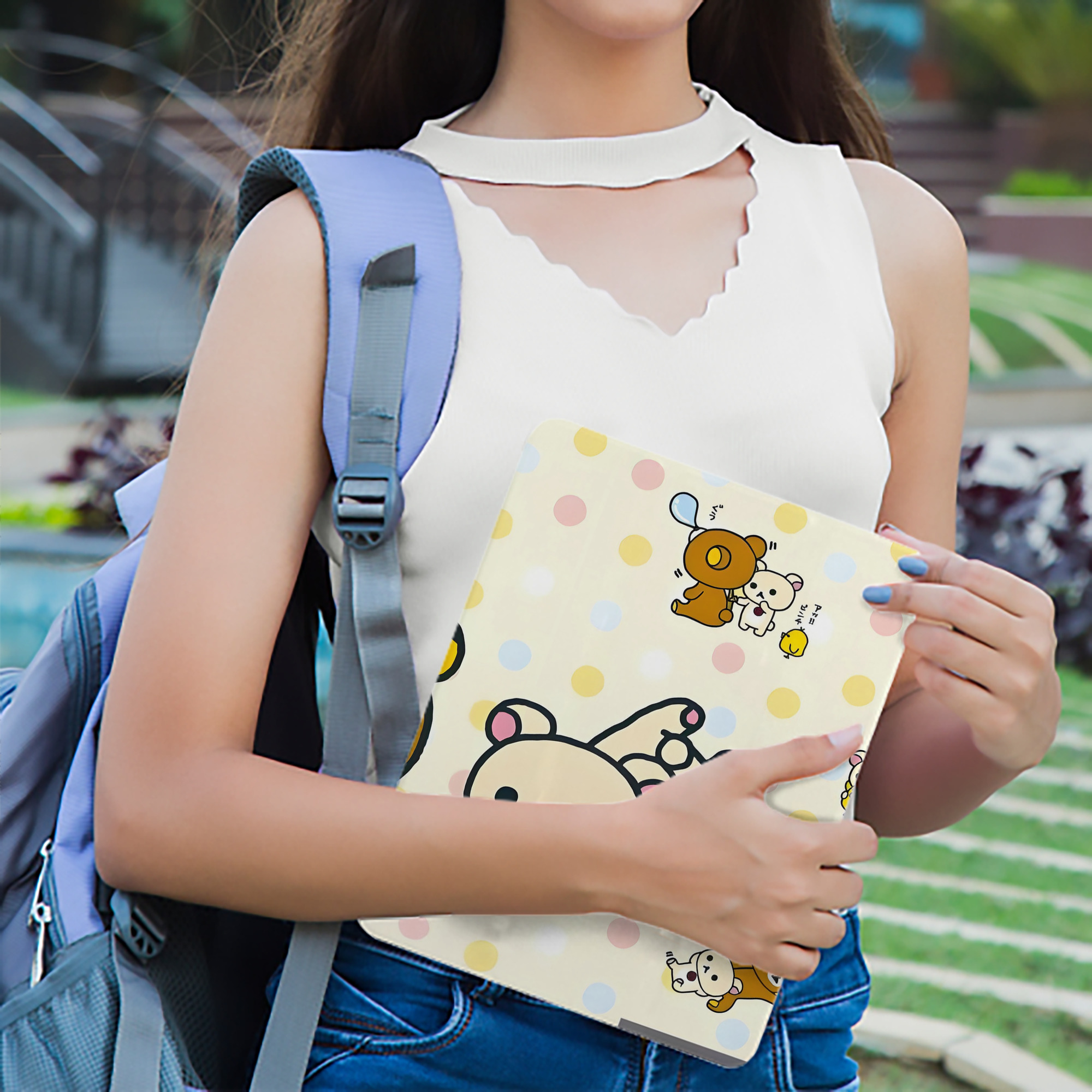 リラックマ リラックマ キイロイトリ Rilakkuma Korilakkuma Kiiroitori IPad ケース ブック型 PUレザー TPU 耐衝撃 軽量 薄型 ペン収納なし 全面保護 IPad 各モデル対応