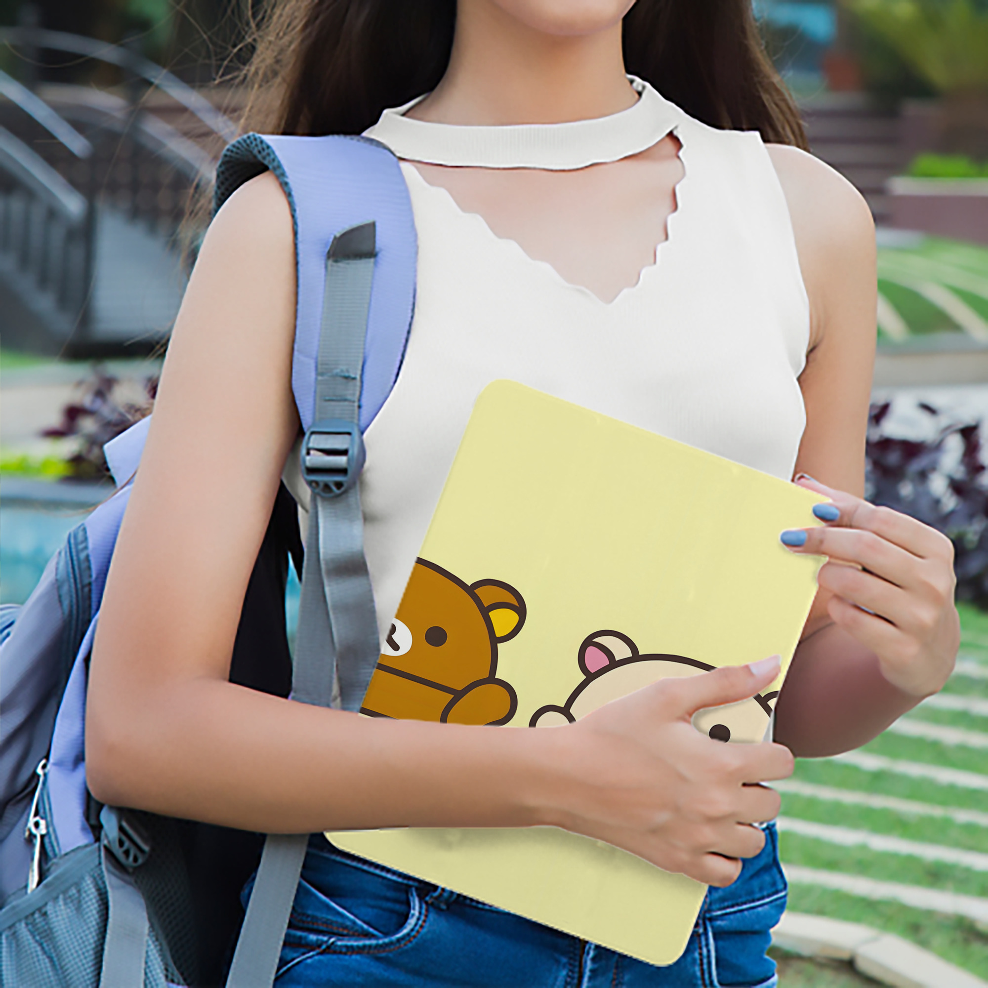 リラックマ リラックマ キイロイトリ Rilakkuma Korilakkuma Kiiroitori IPad ケース ブック型 PUレザー TPU 耐衝撃 軽量 薄型 ペン収納なし 全面保護 IPad 各モデル対応