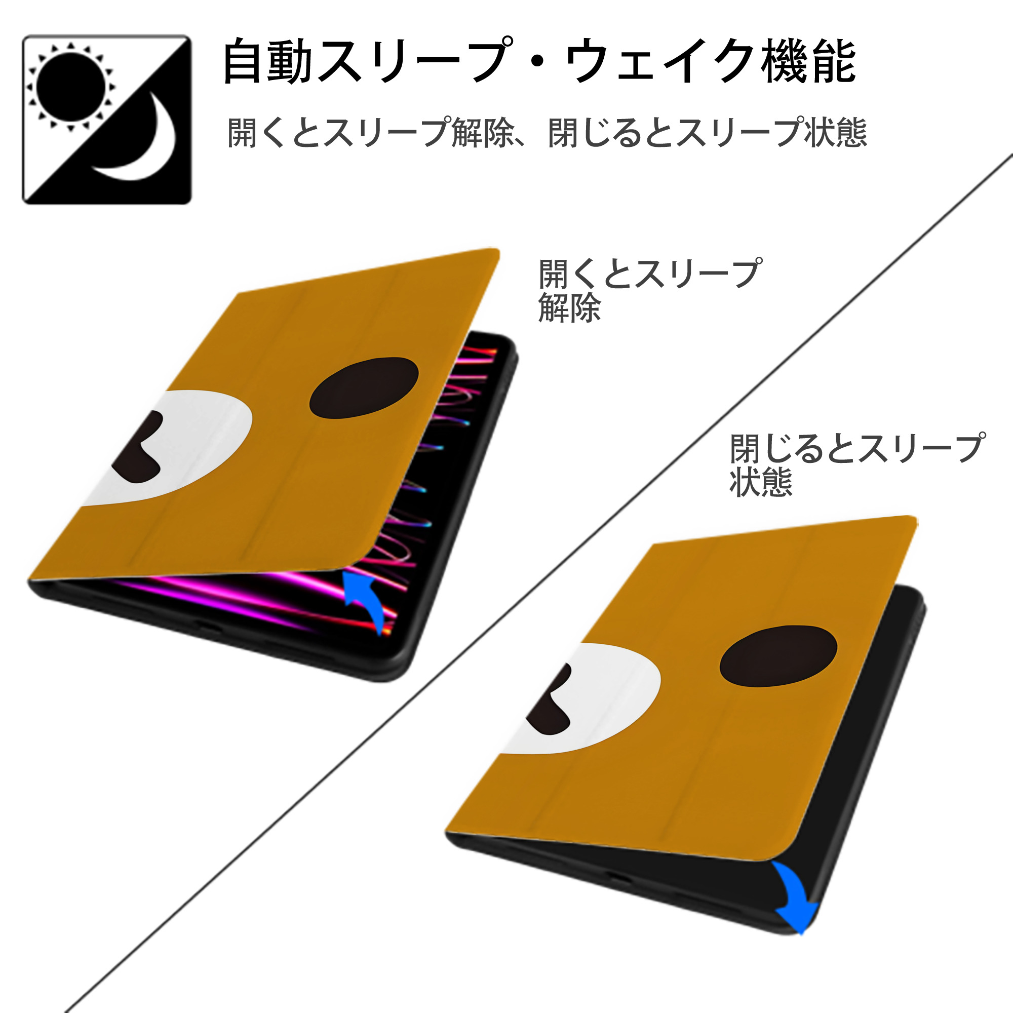 リラックマ リラックマ キイロイトリ Rilakkuma Korilakkuma Kiiroitori IPad ケース ブック型 PUレザー TPU 耐衝撃 軽量 薄型 ペン収納なし 全面保護 IPad 各モデル対応