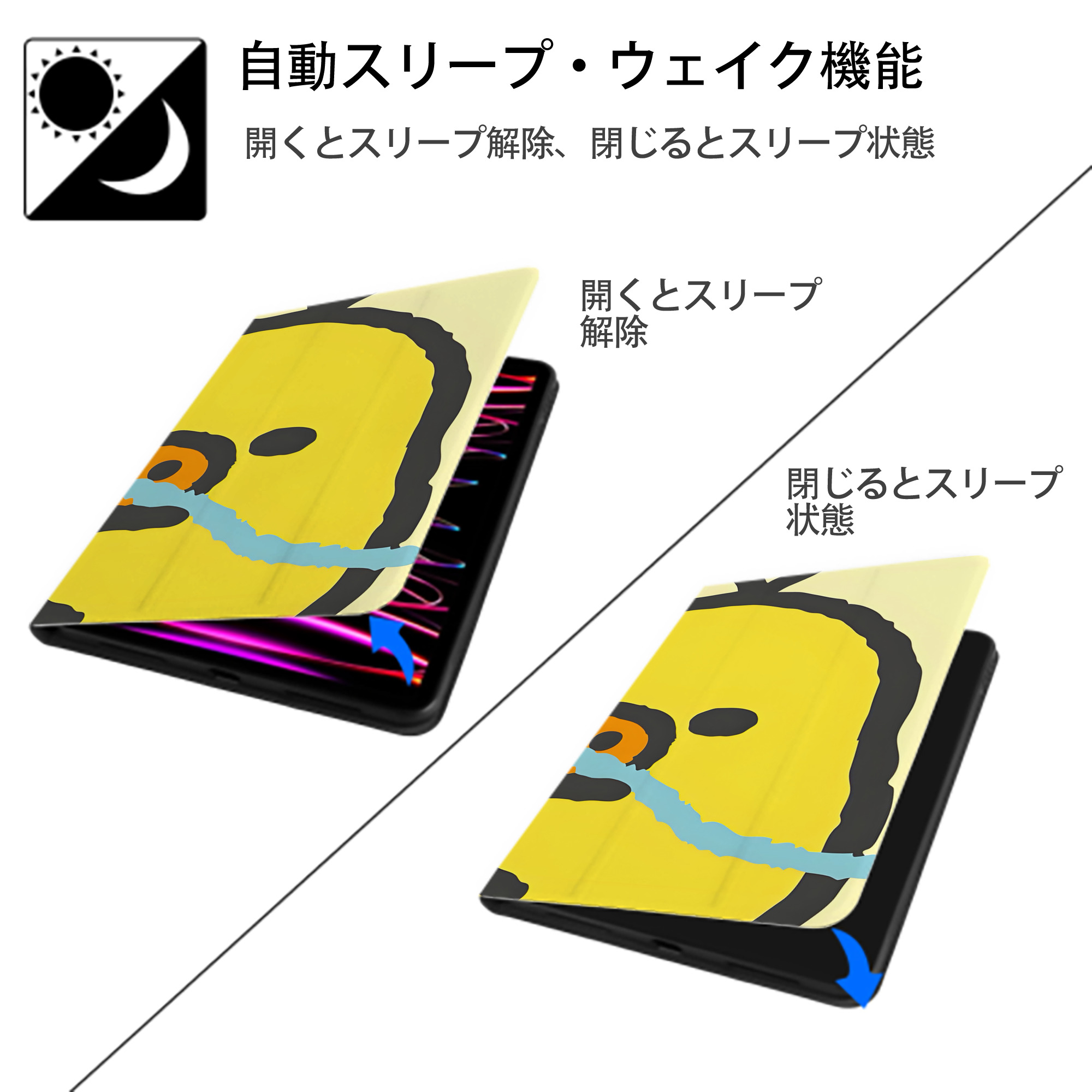 リラックマ リラックマ キイロイトリ Rilakkuma Korilakkuma Kiiroitori IPad ケース ブック型 PUレザー TPU 耐衝撃 軽量 薄型 ペン収納なし 全面保護 IPad 各モデル対応