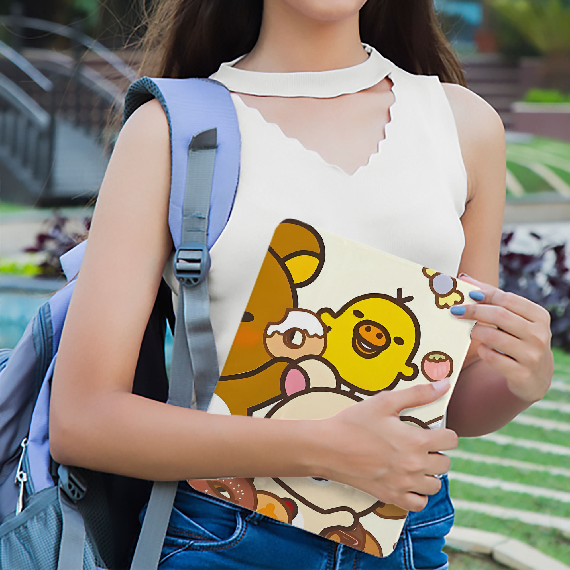 リラックマ リラックマ キイロイトリ Rilakkuma Korilakkuma Kiiroitori IPad ケース ブック型 PUレザー TPU 耐衝撃 軽量 薄型 ペン収納なし 全面保護 IPad 各モデル対応