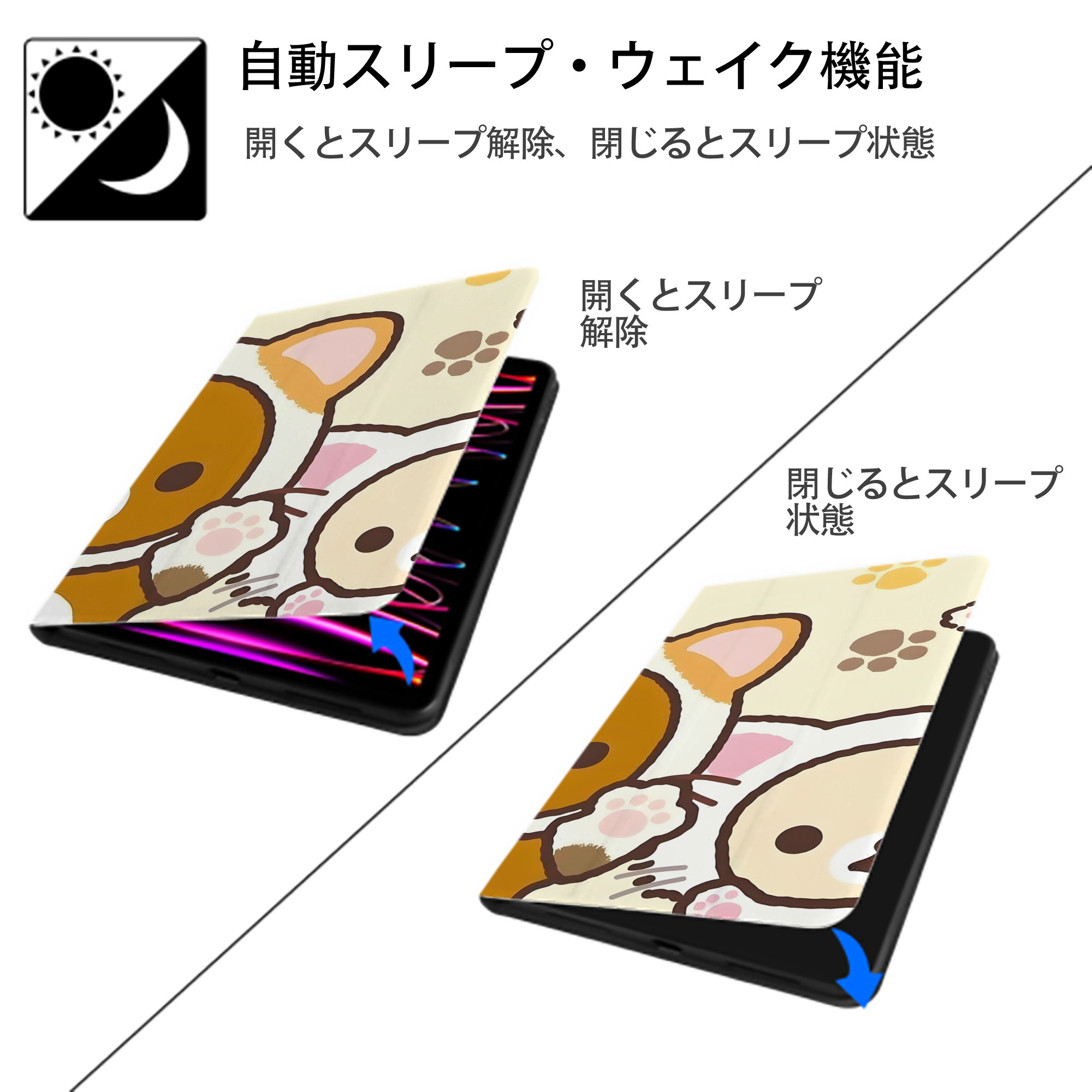 リラックマ リラックマ キイロイトリ Rilakkuma Korilakkuma Kiiroitori IPadケース ペンホルダー付き ブックスタイルデザイン
