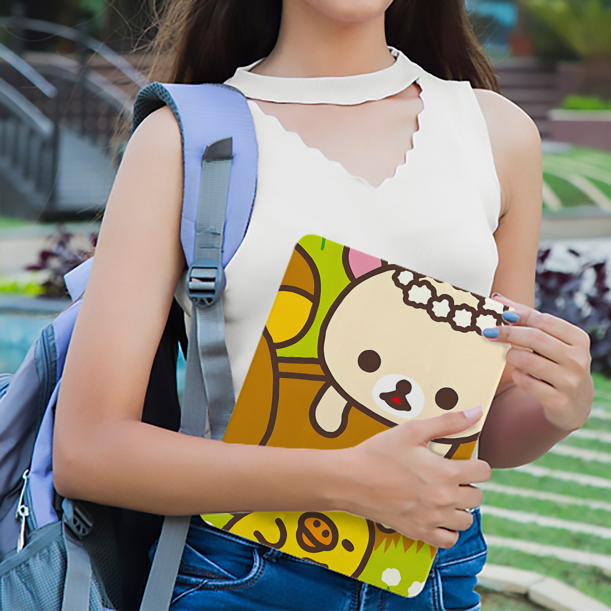 リラックマ リラックマ キイロイトリ Rilakkuma Korilakkuma Kiiroitori IPadケース ペンホルダー付き ブックスタイルデザイン
