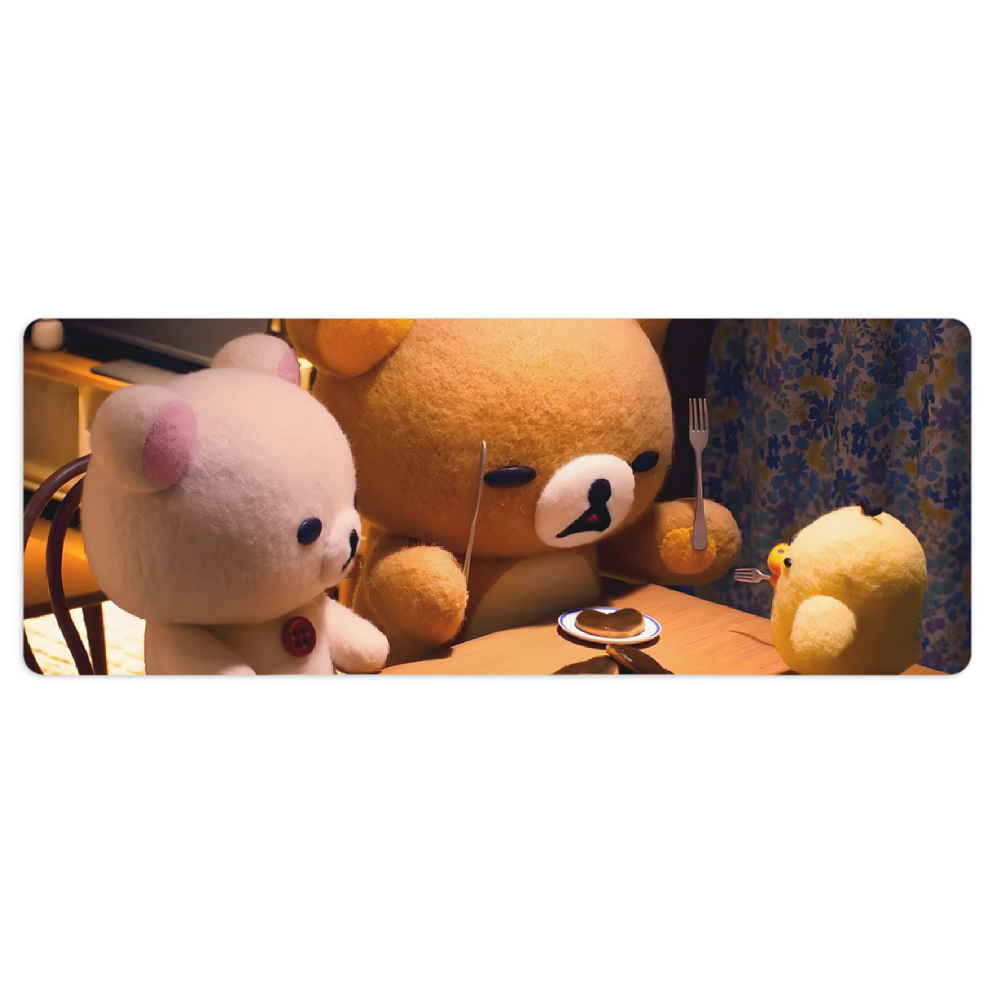 （画像用） リラックマ リラックマ キイロイトリ Rilakkuma Korilakkuma Kiiroitori ステッチ加工 大判デスクマット／滑り止めマウスパッド