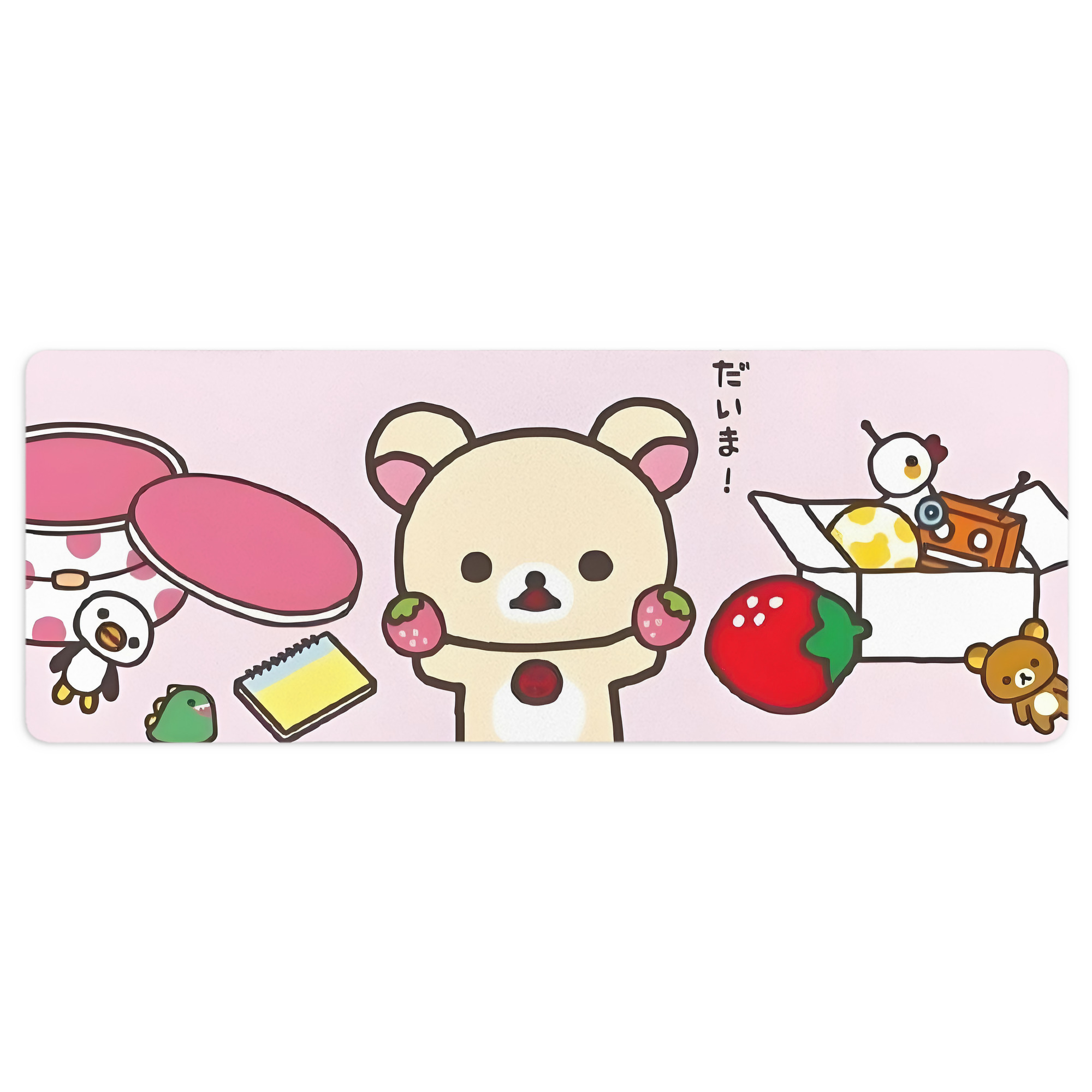 （画像用） リラックマ リラックマ キイロイトリ Rilakkuma Korilakkuma Kiiroitori ステッチ加工 大判デスクマット／滑り止めマウスパッド
