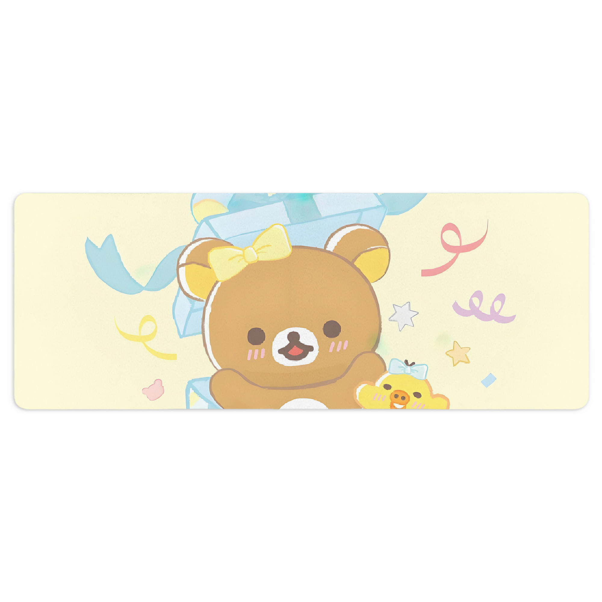 （画像用） リラックマ リラックマ キイロイトリ Rilakkuma Korilakkuma Kiiroitori ステッチ加工 大判デスクマット／滑り止めマウスパッド