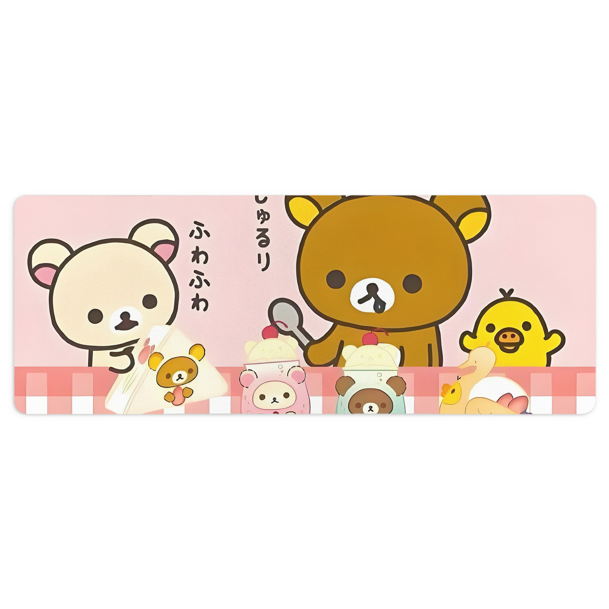 （画像用） リラックマ リラックマ キイロイトリ Rilakkuma Korilakkuma Kiiroitori ステッチ加工 大判デスクマット／滑り止めマウスパッド