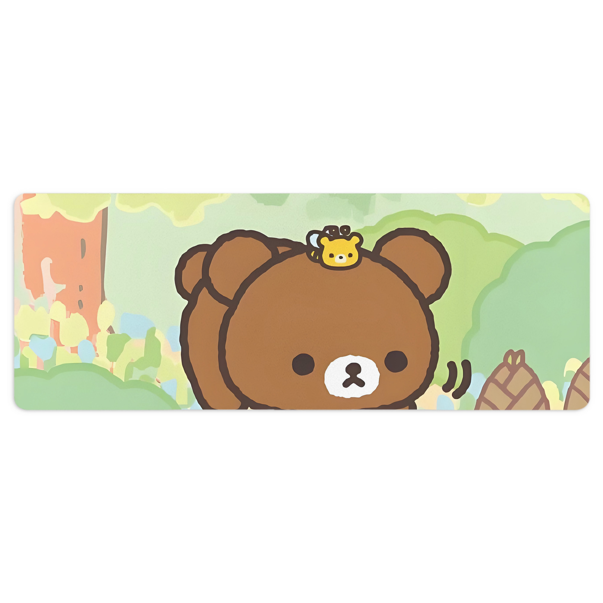 （画像用） リラックマ リラックマ キイロイトリ Rilakkuma Korilakkuma Kiiroitori ステッチ加工 大判デスクマット／滑り止めマウスパッド