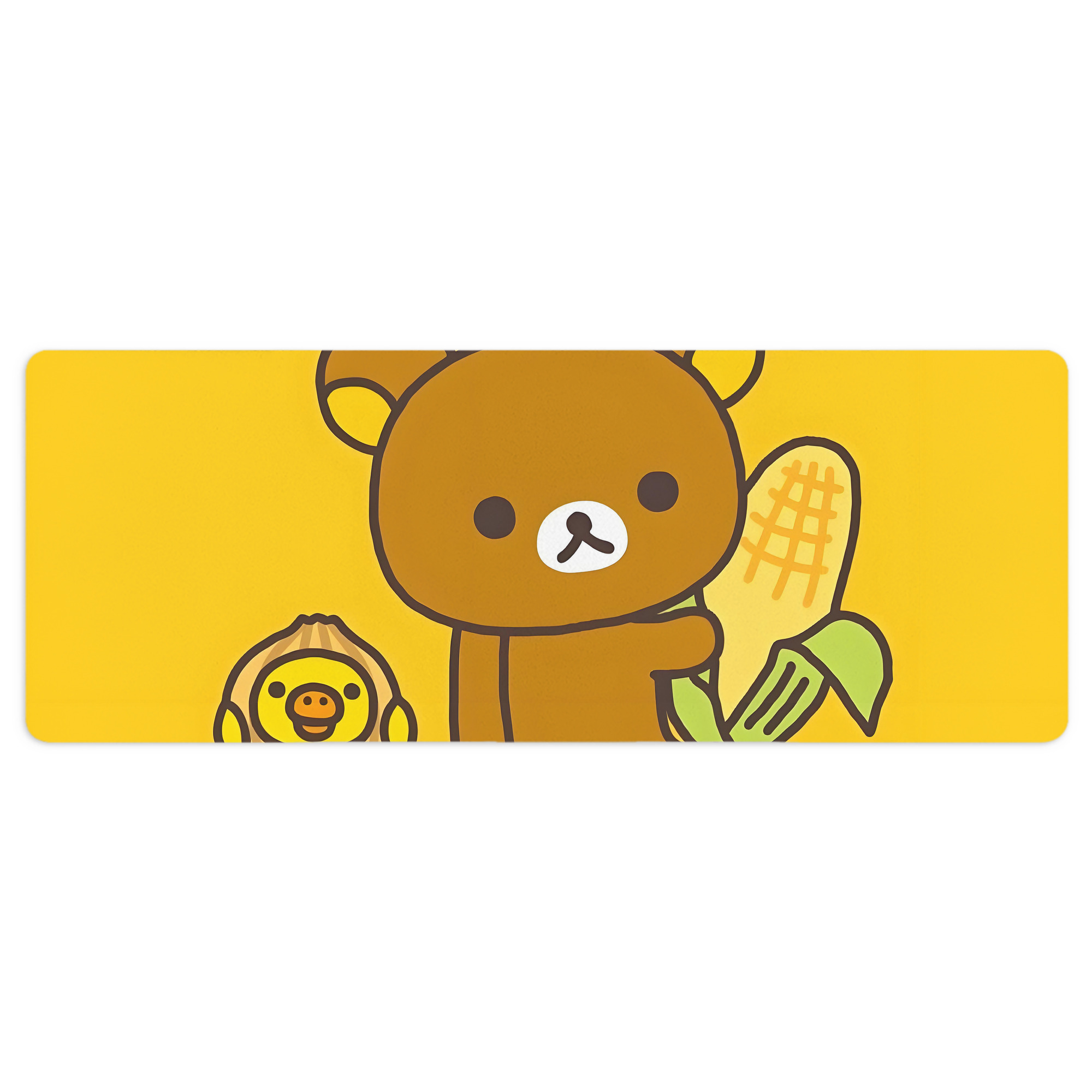 （画像用） リラックマ リラックマ キイロイトリ Rilakkuma Korilakkuma Kiiroitori ステッチ加工 大判デスクマット／滑り止めマウスパッド
