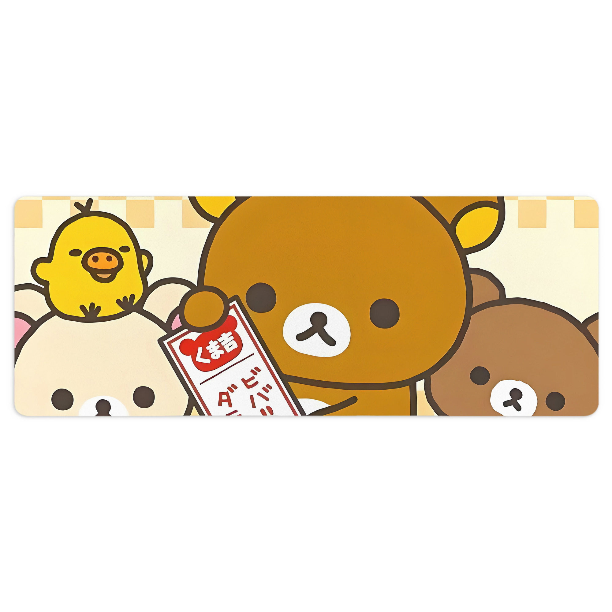 （画像用） リラックマ リラックマ キイロイトリ Rilakkuma Korilakkuma Kiiroitori ステッチ加工 大判デスクマット／滑り止めマウスパッド