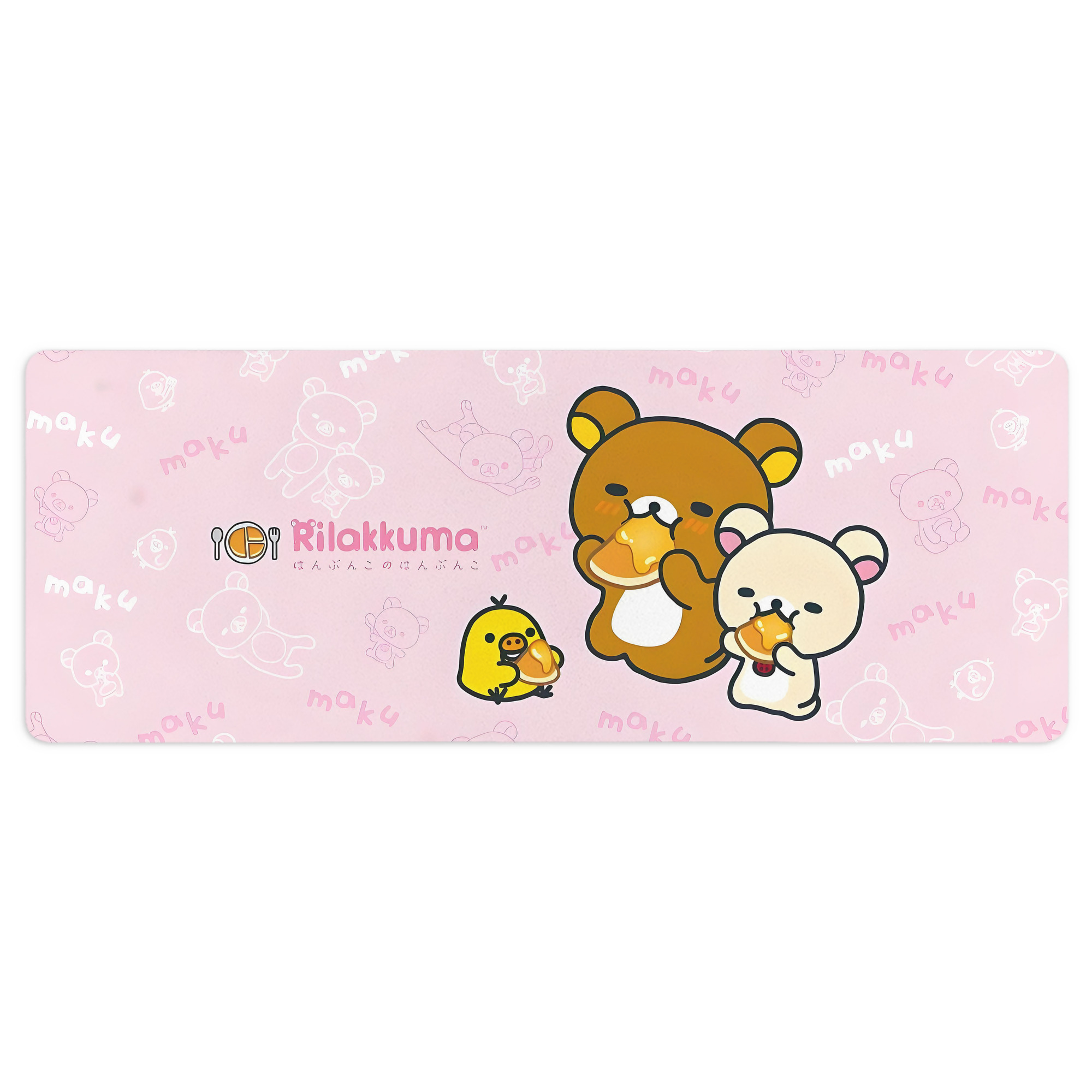 （画像用） リラックマ リラックマ キイロイトリ Rilakkuma Korilakkuma Kiiroitori ステッチ加工 大判デスクマット／滑り止めマウスパッド