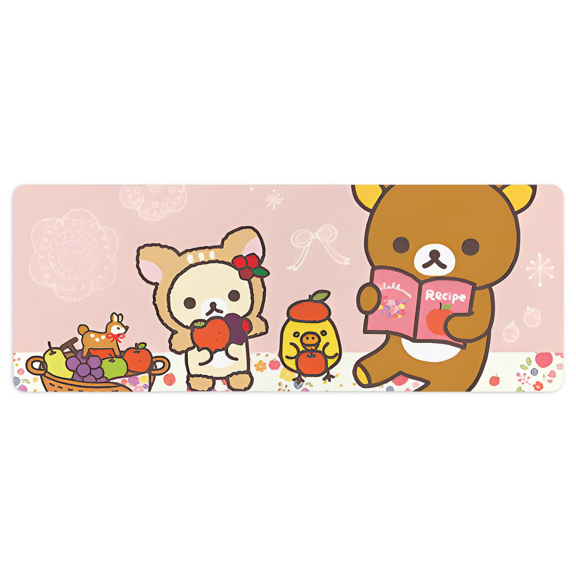 （画像用） リラックマ リラックマ キイロイトリ Rilakkuma Korilakkuma Kiiroitori ステッチ加工 大判デスクマット／滑り止めマウスパッド