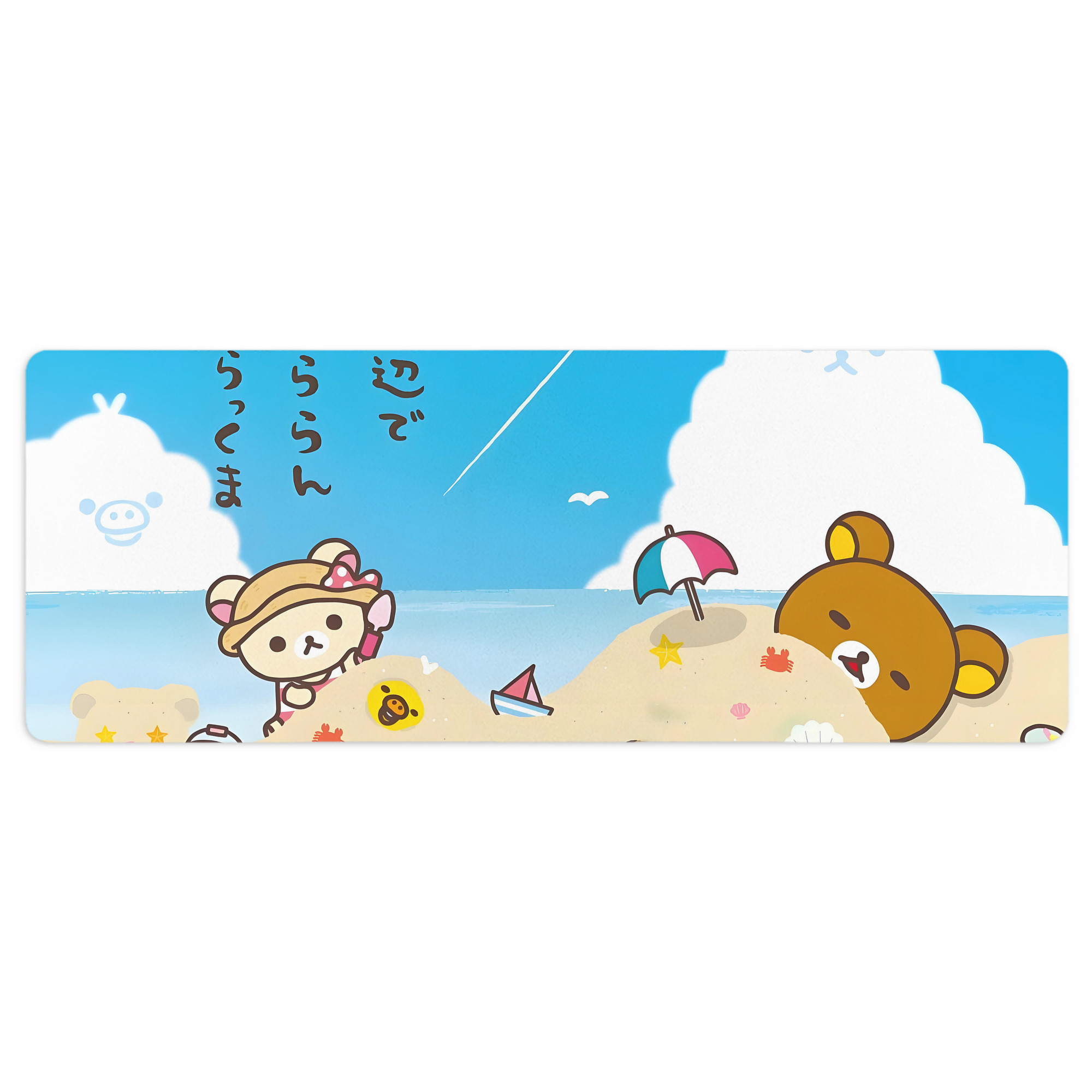 （画像用） リラックマ リラックマ キイロイトリ Rilakkuma Korilakkuma Kiiroitori ステッチ加工 大判デスクマット／滑り止めマウスパッド