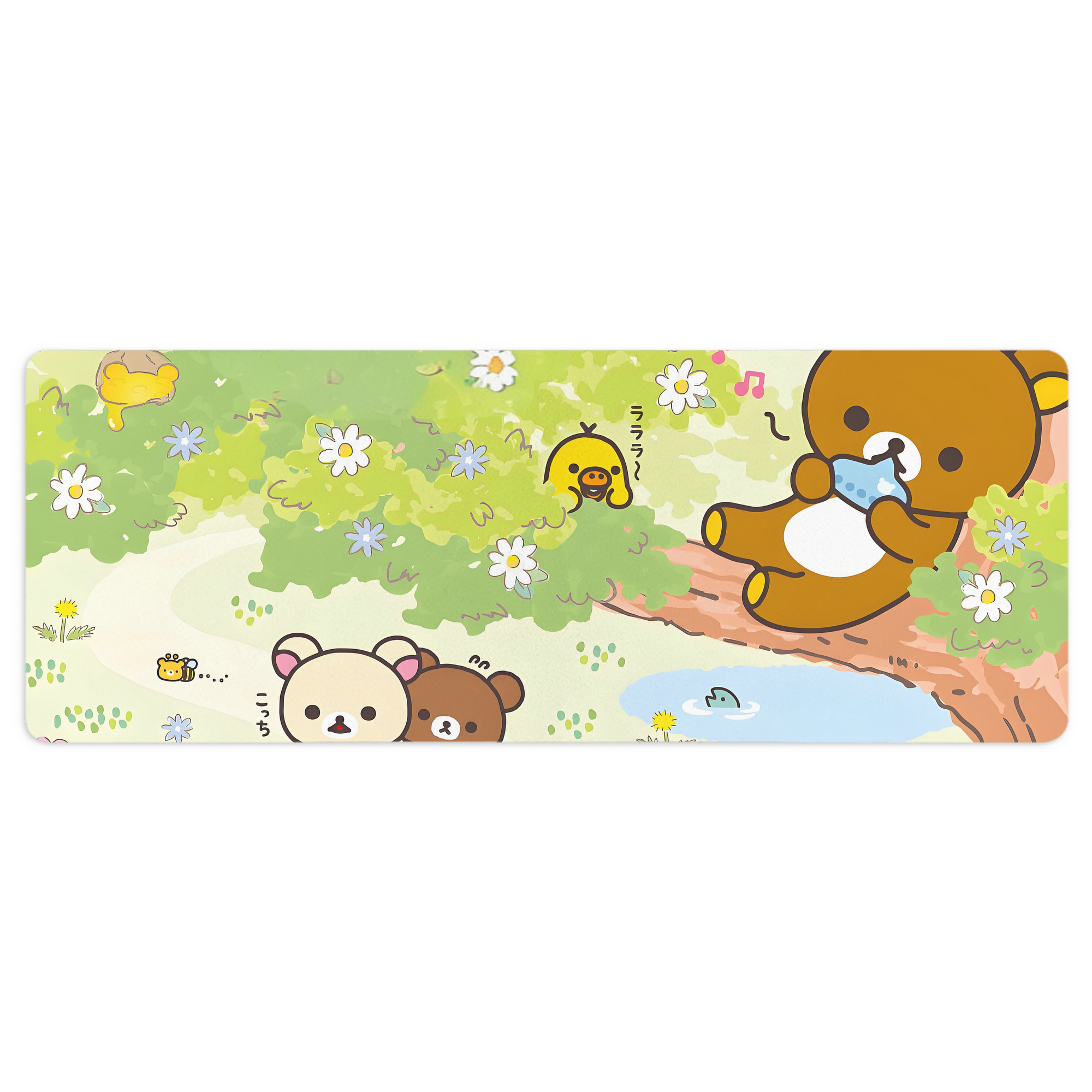 （画像用） リラックマ リラックマ キイロイトリ Rilakkuma Korilakkuma Kiiroitori ステッチ加工 大判デスクマット／滑り止めマウスパッド