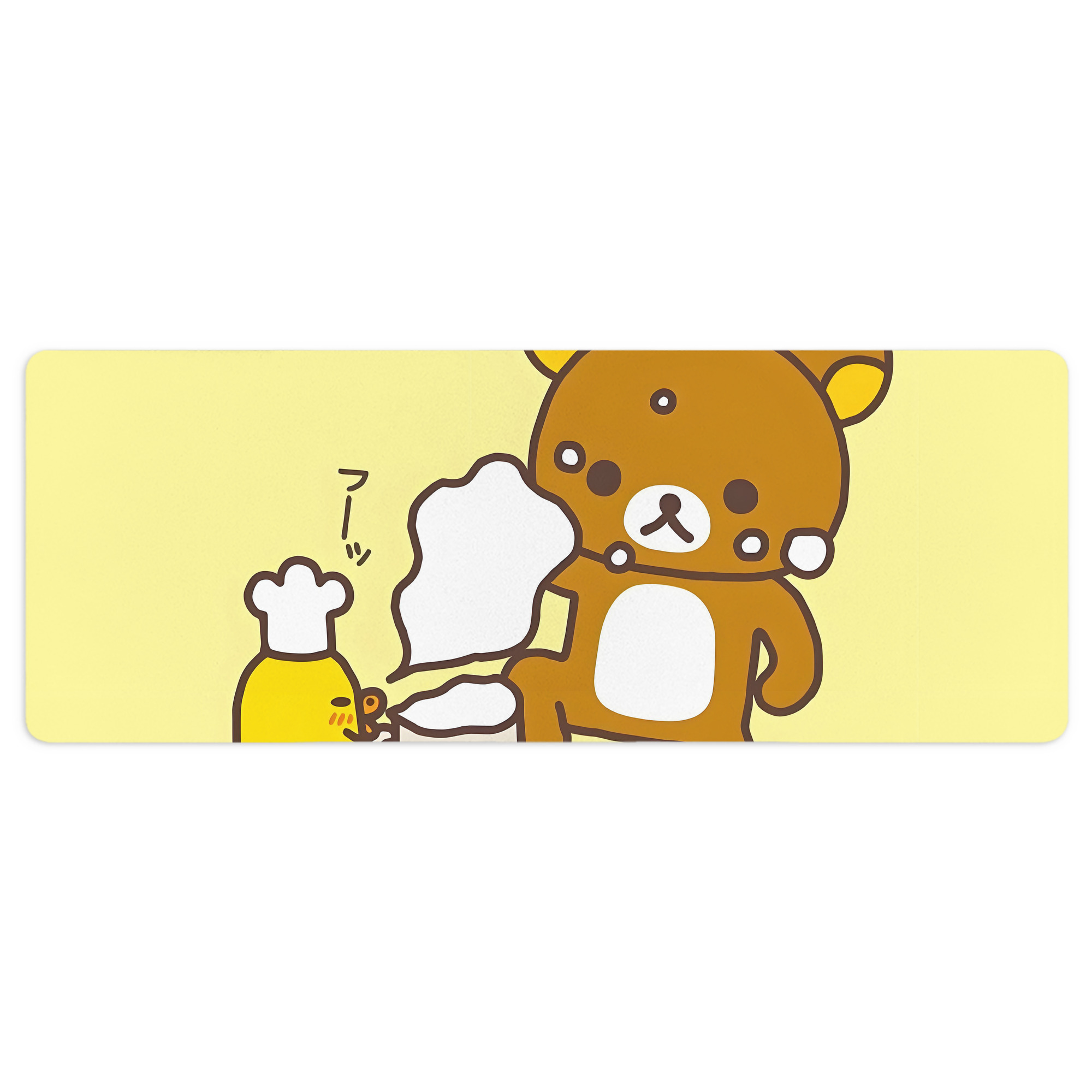 （画像用） リラックマ リラックマ キイロイトリ Rilakkuma Korilakkuma Kiiroitori ステッチ加工 大判デスクマット／滑り止めマウスパッド