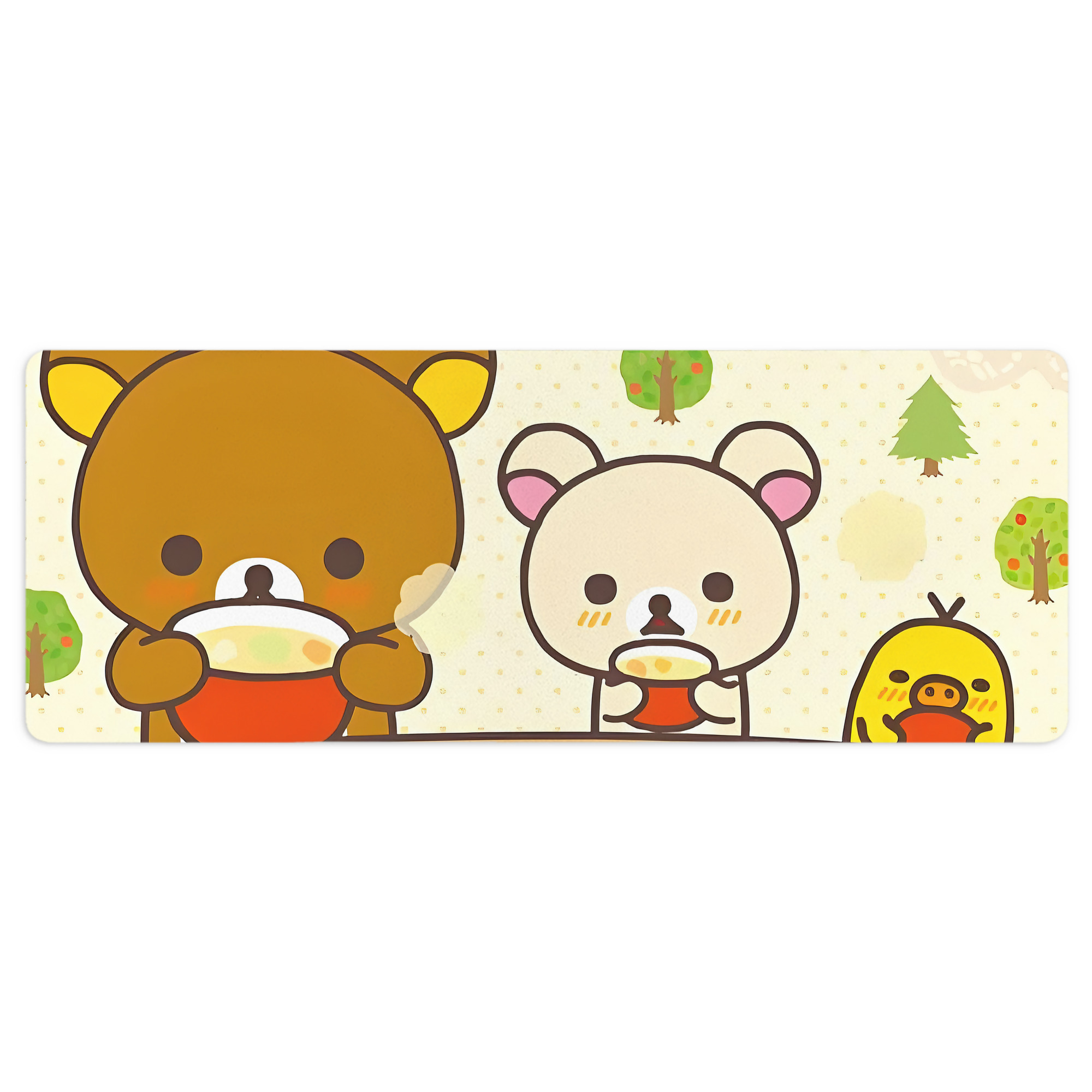 （画像用） リラックマ リラックマ キイロイトリ Rilakkuma Korilakkuma Kiiroitori ステッチ加工 大判デスクマット／滑り止めマウスパッド