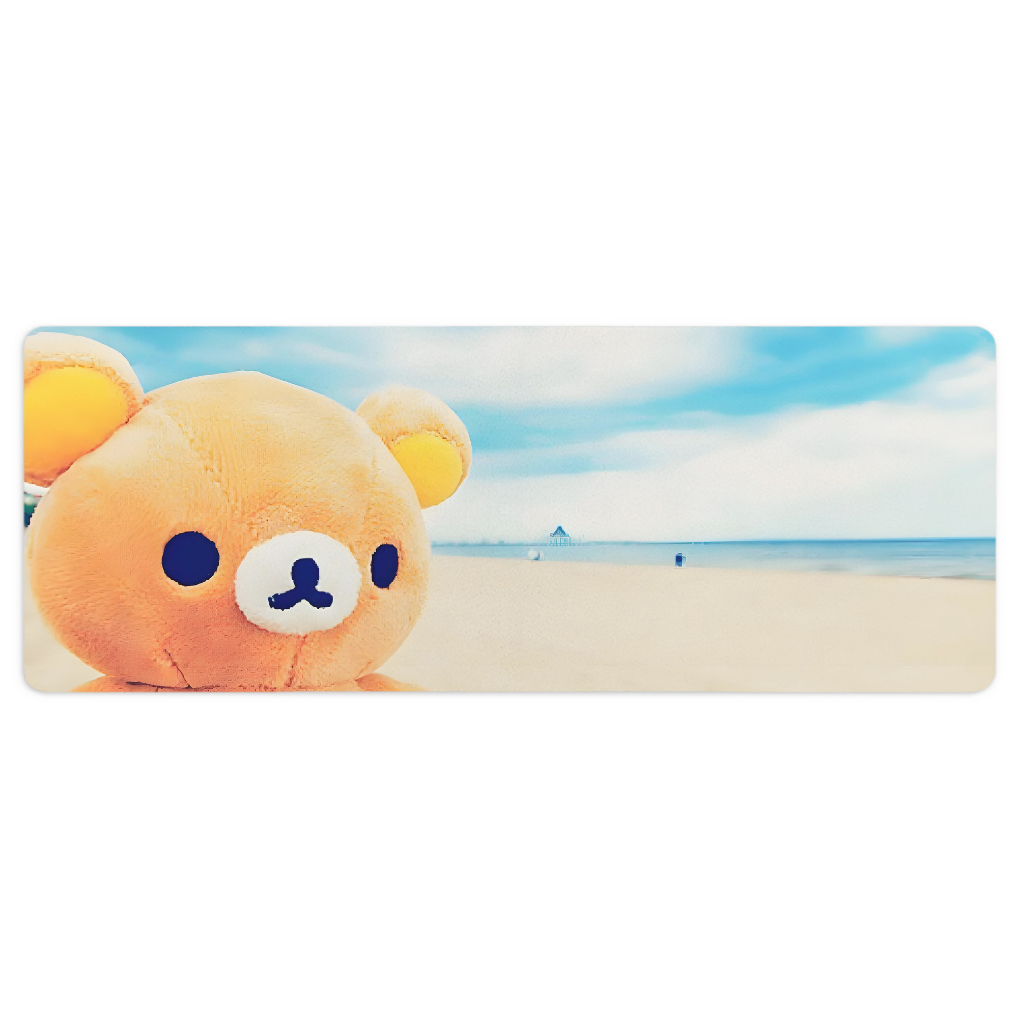（画像用） リラックマ リラックマ キイロイトリ Rilakkuma Korilakkuma Kiiroitori ステッチ加工 大判デスクマット／滑り止めマウスパッド