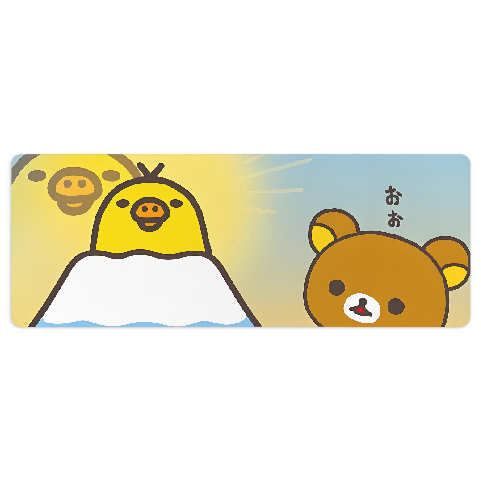 （画像用） リラックマ リラックマ キイロイトリ Rilakkuma Korilakkuma Kiiroitori ステッチ加工 大判デスクマット／滑り止めマウスパッド