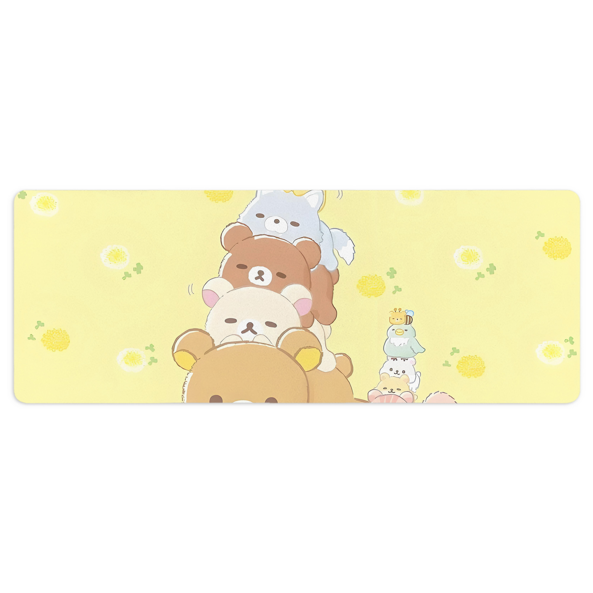 （画像用） リラックマ リラックマ キイロイトリ Rilakkuma Korilakkuma Kiiroitori ステッチ加工 大判デスクマット／滑り止めマウスパッド
