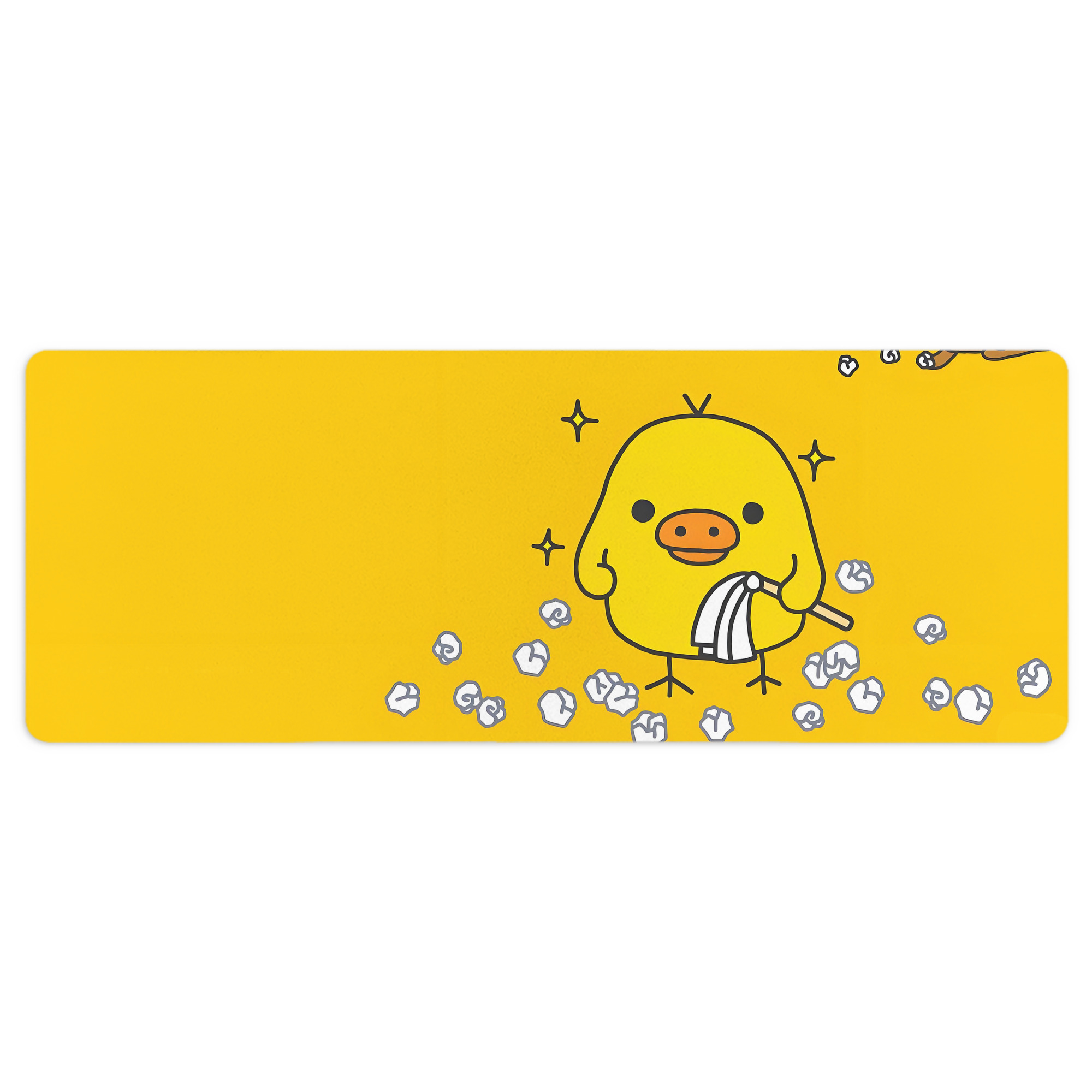 （画像用） リラックマ リラックマ キイロイトリ Rilakkuma Korilakkuma Kiiroitori ステッチ加工 大判デスクマット／滑り止めマウスパッド