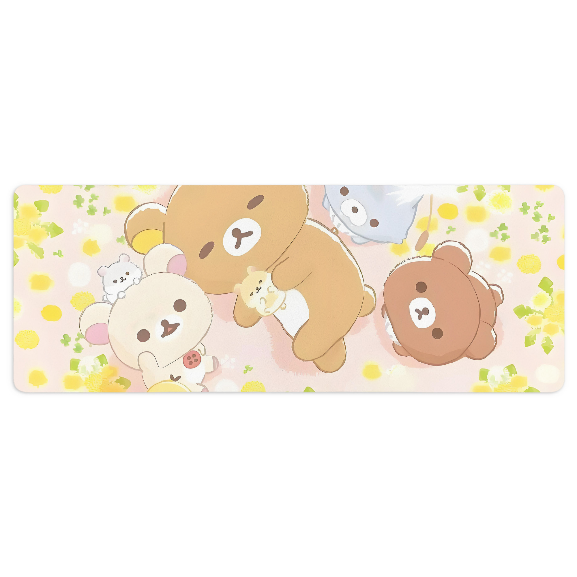 （画像用） リラックマ リラックマ キイロイトリ Rilakkuma Korilakkuma Kiiroitori ステッチ加工 大判デスクマット／滑り止めマウスパッド