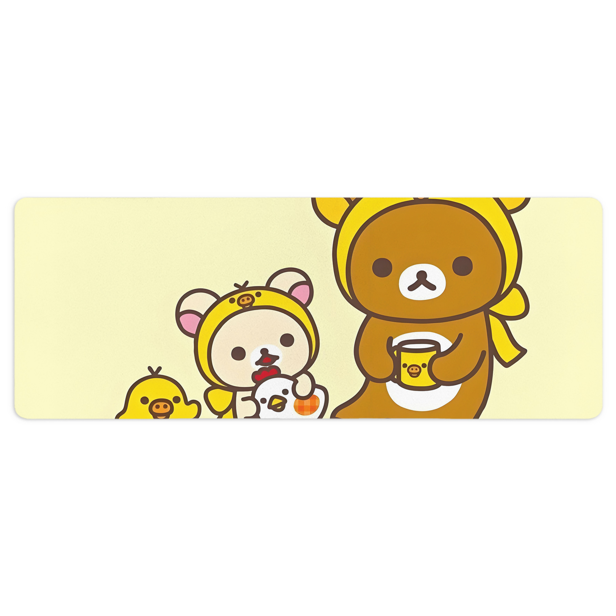 （画像用） リラックマ リラックマ キイロイトリ Rilakkuma Korilakkuma Kiiroitori ステッチ加工 大判デスクマット／滑り止めマウスパッド
