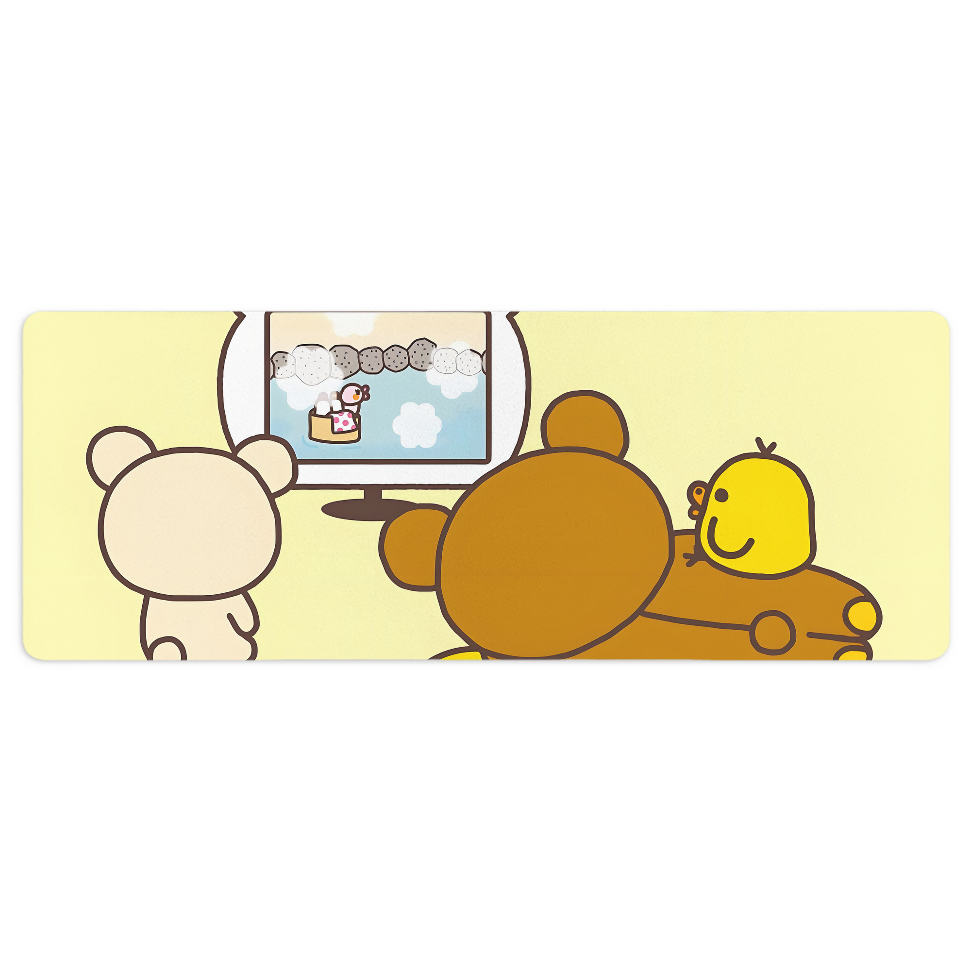 （画像用） リラックマ リラックマ キイロイトリ Rilakkuma Korilakkuma Kiiroitori ステッチ加工 大判デスクマット／滑り止めマウスパッド