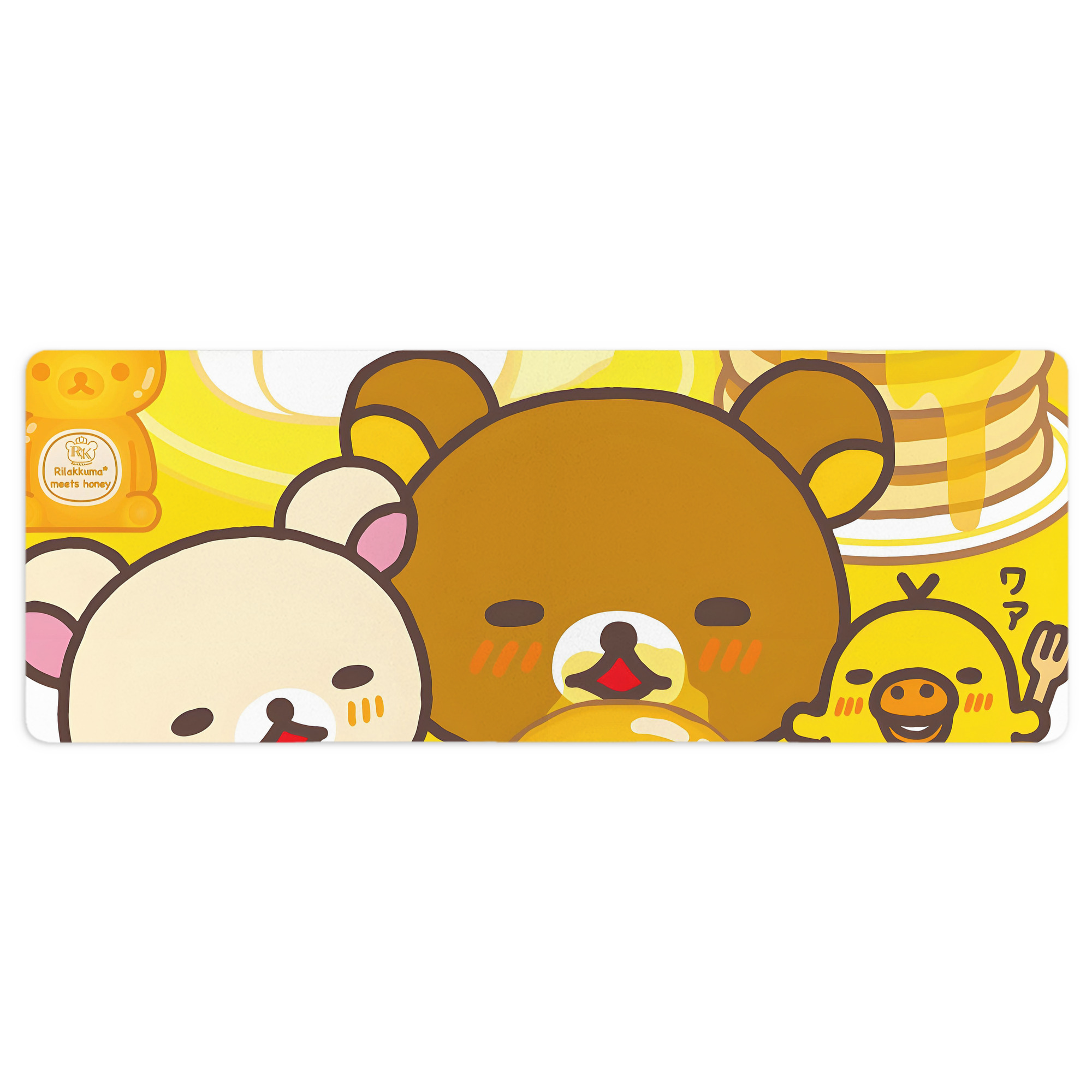 （画像用） リラックマ リラックマ キイロイトリ Rilakkuma Korilakkuma Kiiroitori ステッチ加工 大判デスクマット／滑り止めマウスパッド