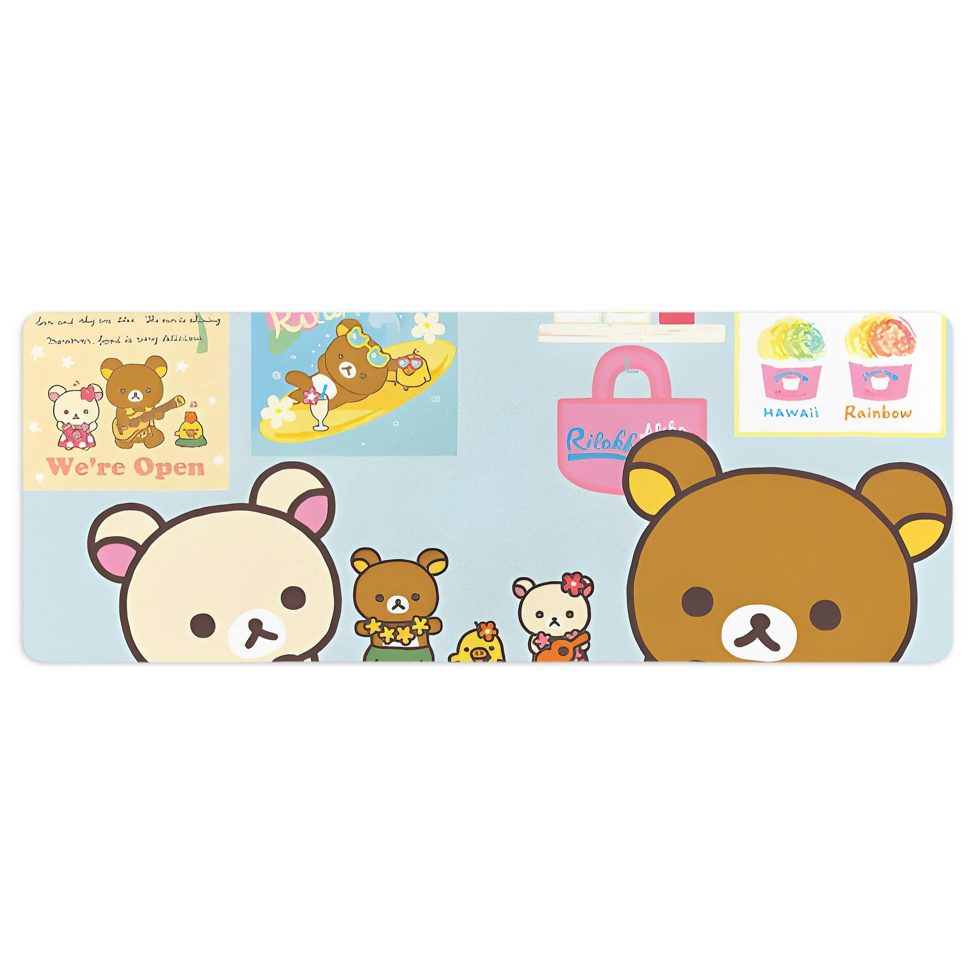 （画像用） リラックマ リラックマ キイロイトリ Rilakkuma Korilakkuma Kiiroitori ステッチ加工 大判デスクマット／滑り止めマウスパッド