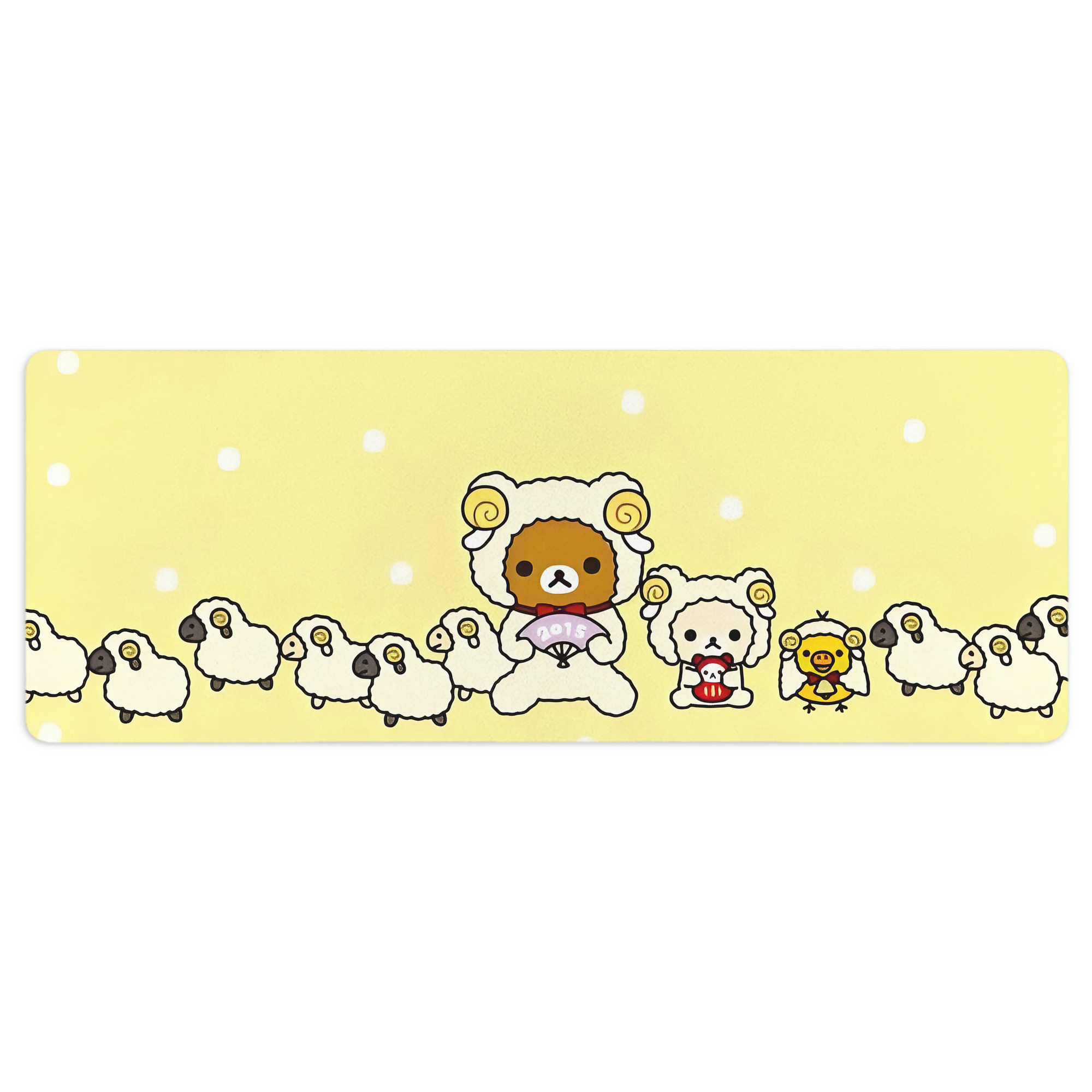 （画像用） リラックマ リラックマ キイロイトリ Rilakkuma Korilakkuma Kiiroitori ステッチ加工 大判デスクマット／滑り止めマウスパッド