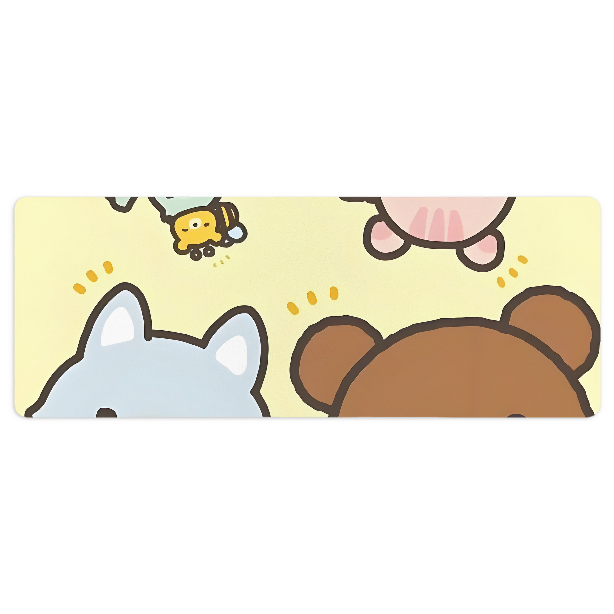 （画像用） リラックマ リラックマ キイロイトリ Rilakkuma Korilakkuma Kiiroitori ステッチ加工 大判デスクマット／滑り止めマウスパッド