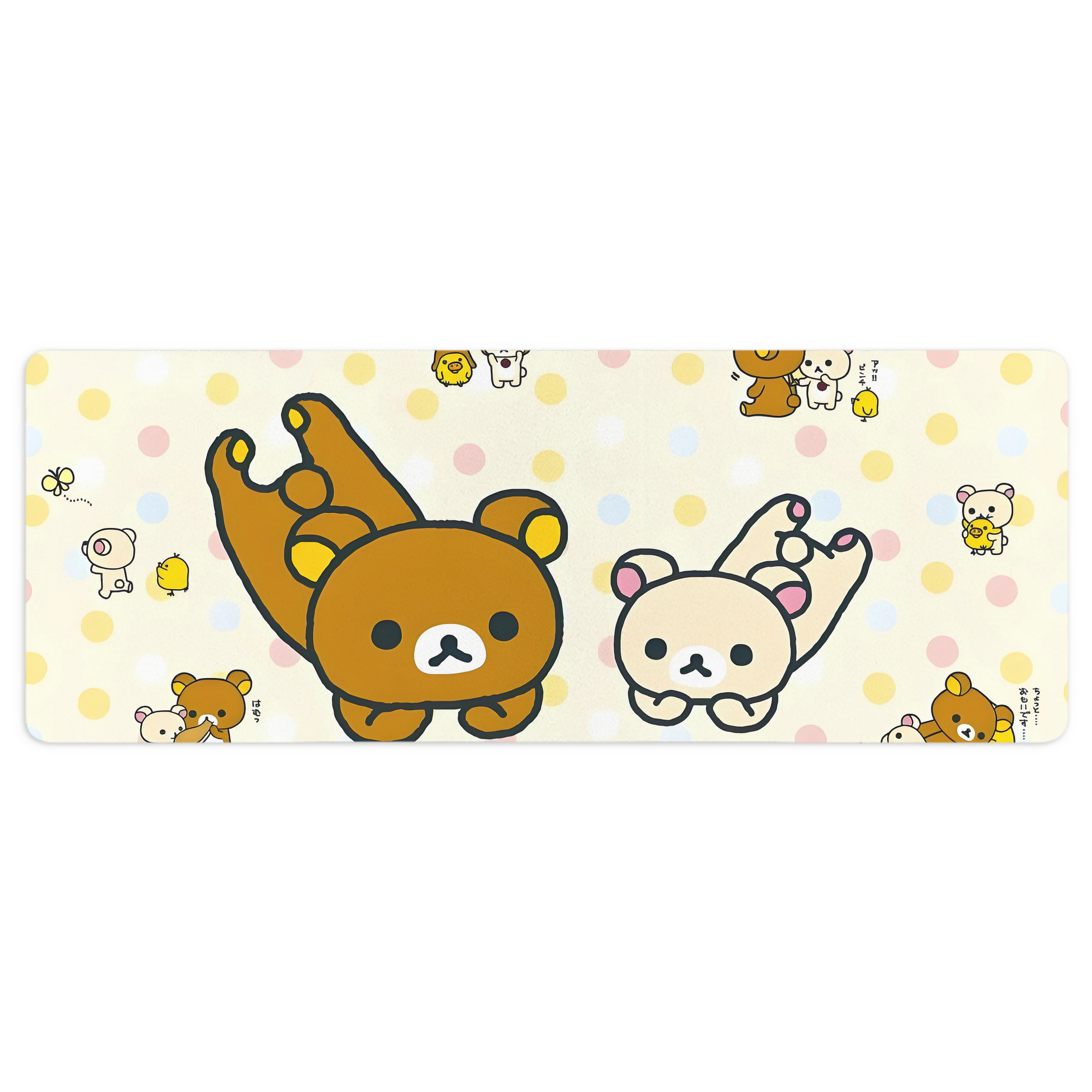 （画像用） リラックマ リラックマ キイロイトリ Rilakkuma Korilakkuma Kiiroitori ステッチ加工 大判デスクマット／滑り止めマウスパッド