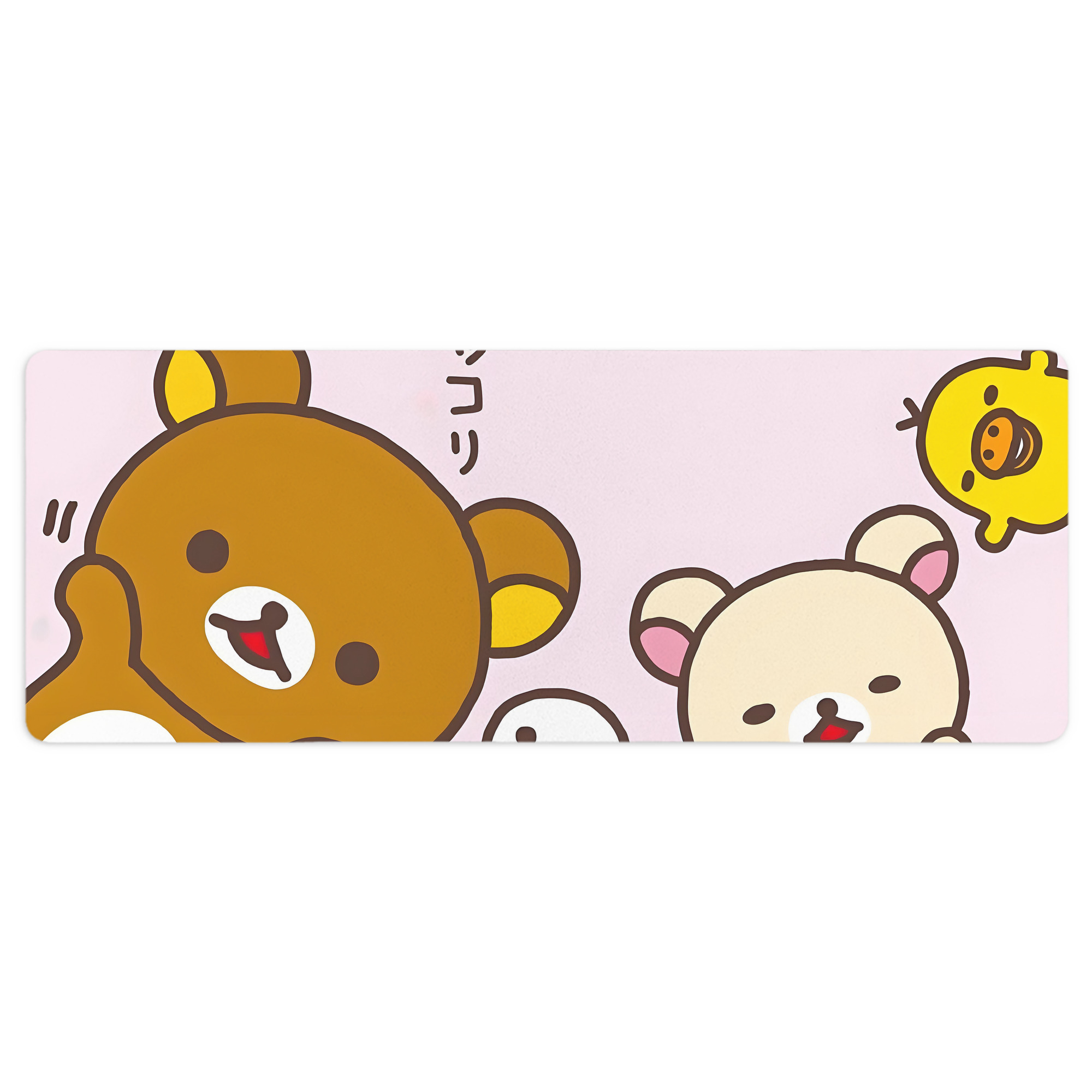 （画像用） リラックマ リラックマ キイロイトリ Rilakkuma Korilakkuma Kiiroitori ステッチ加工 大判デスクマット／滑り止めマウスパッド