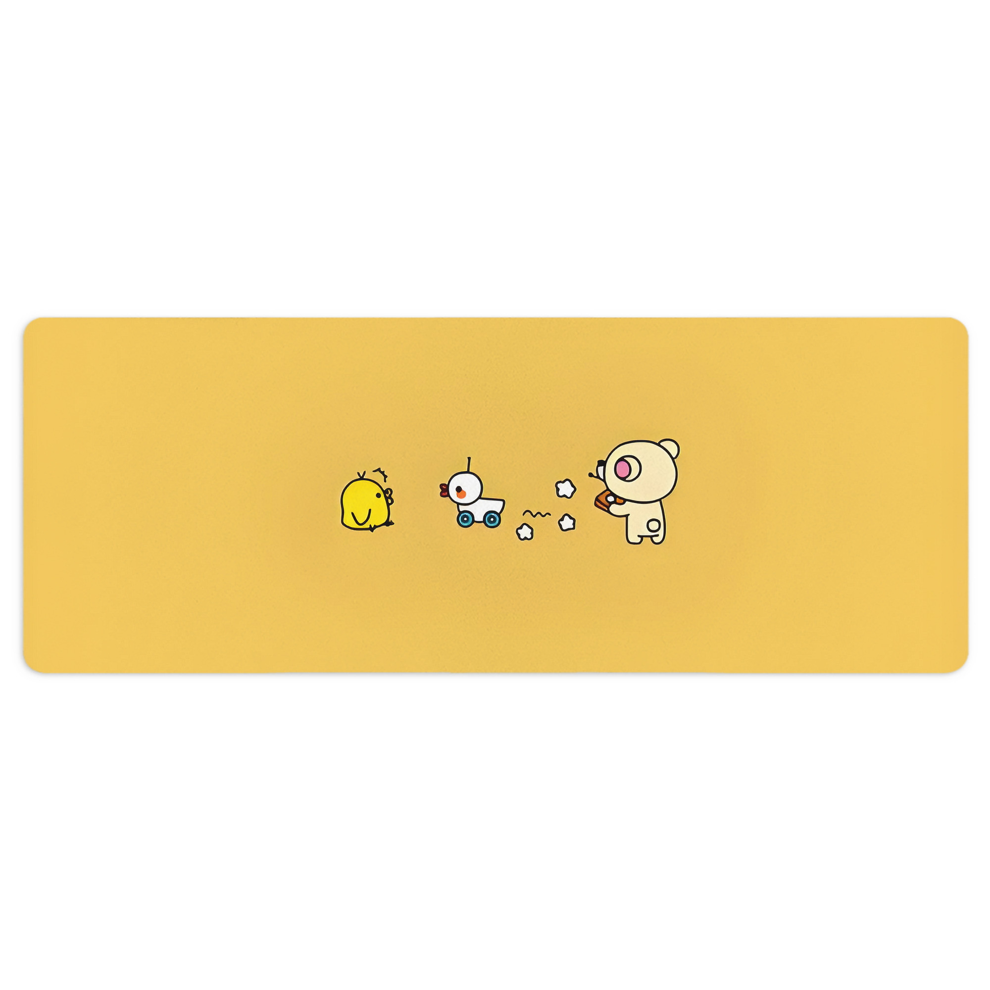 （画像用） リラックマ リラックマ キイロイトリ Rilakkuma Korilakkuma Kiiroitori ステッチ加工 大判デスクマット／滑り止めマウスパッド