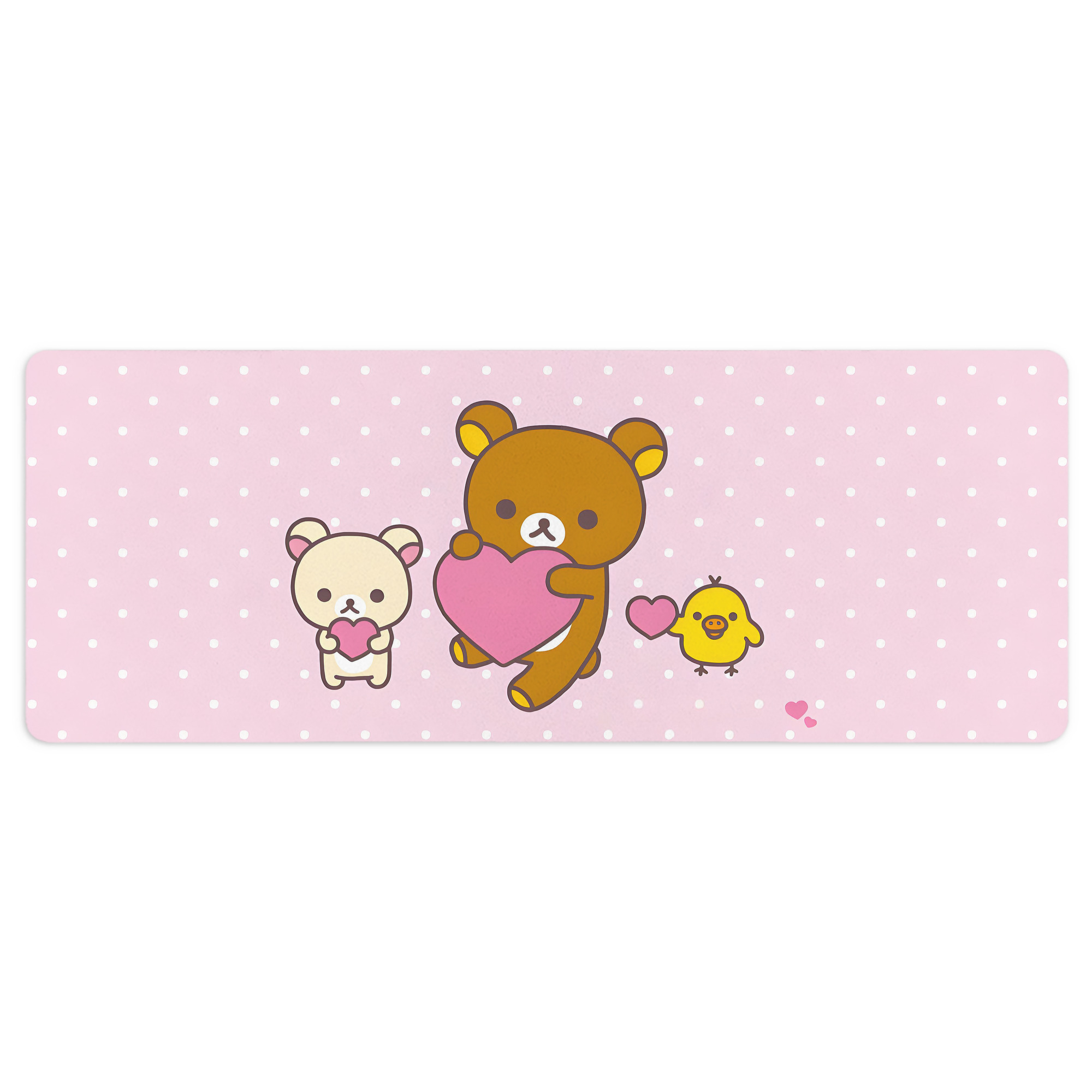 （画像用） リラックマ リラックマ キイロイトリ Rilakkuma Korilakkuma Kiiroitori ステッチ加工 大判デスクマット／滑り止めマウスパッド