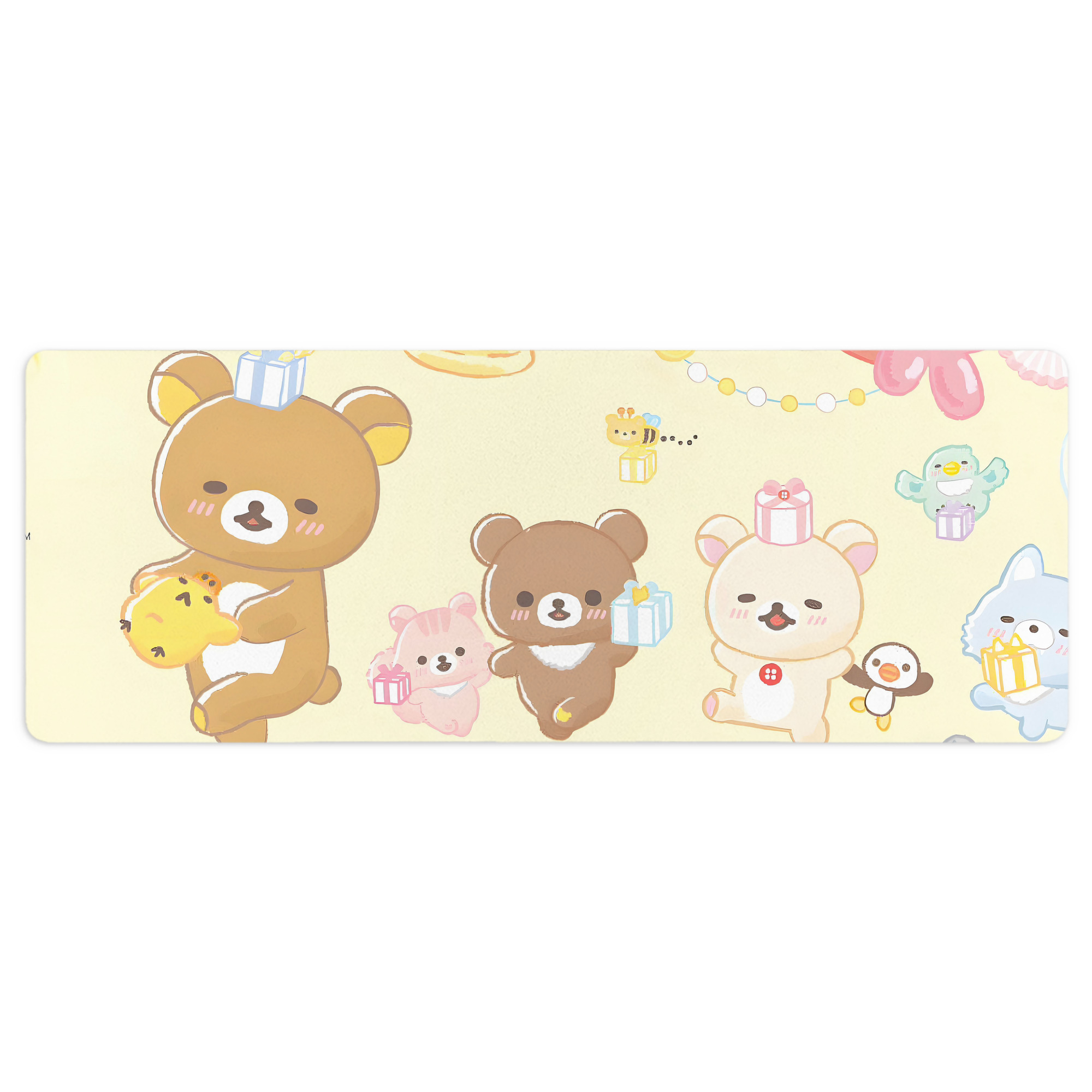 （画像用） リラックマ リラックマ キイロイトリ Rilakkuma Korilakkuma Kiiroitori ステッチ加工 大判デスクマット／滑り止めマウスパッド