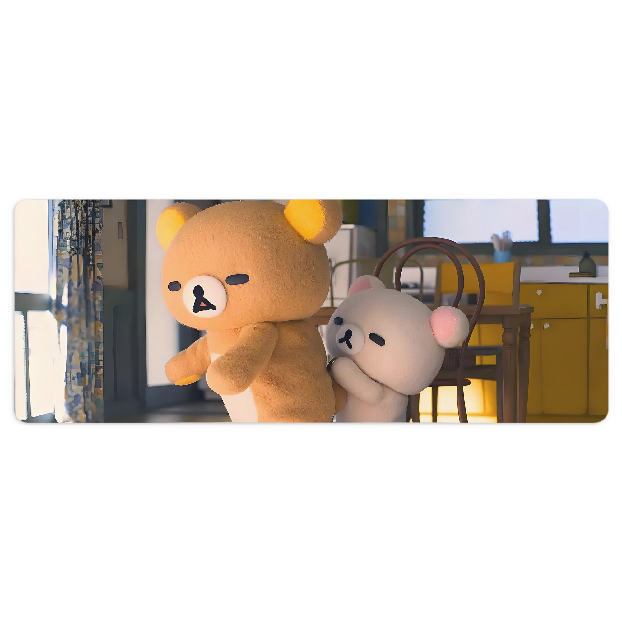 （画像用） リラックマ リラックマ キイロイトリ Rilakkuma Korilakkuma Kiiroitori ステッチ加工 大判デスクマット／滑り止めマウスパッド