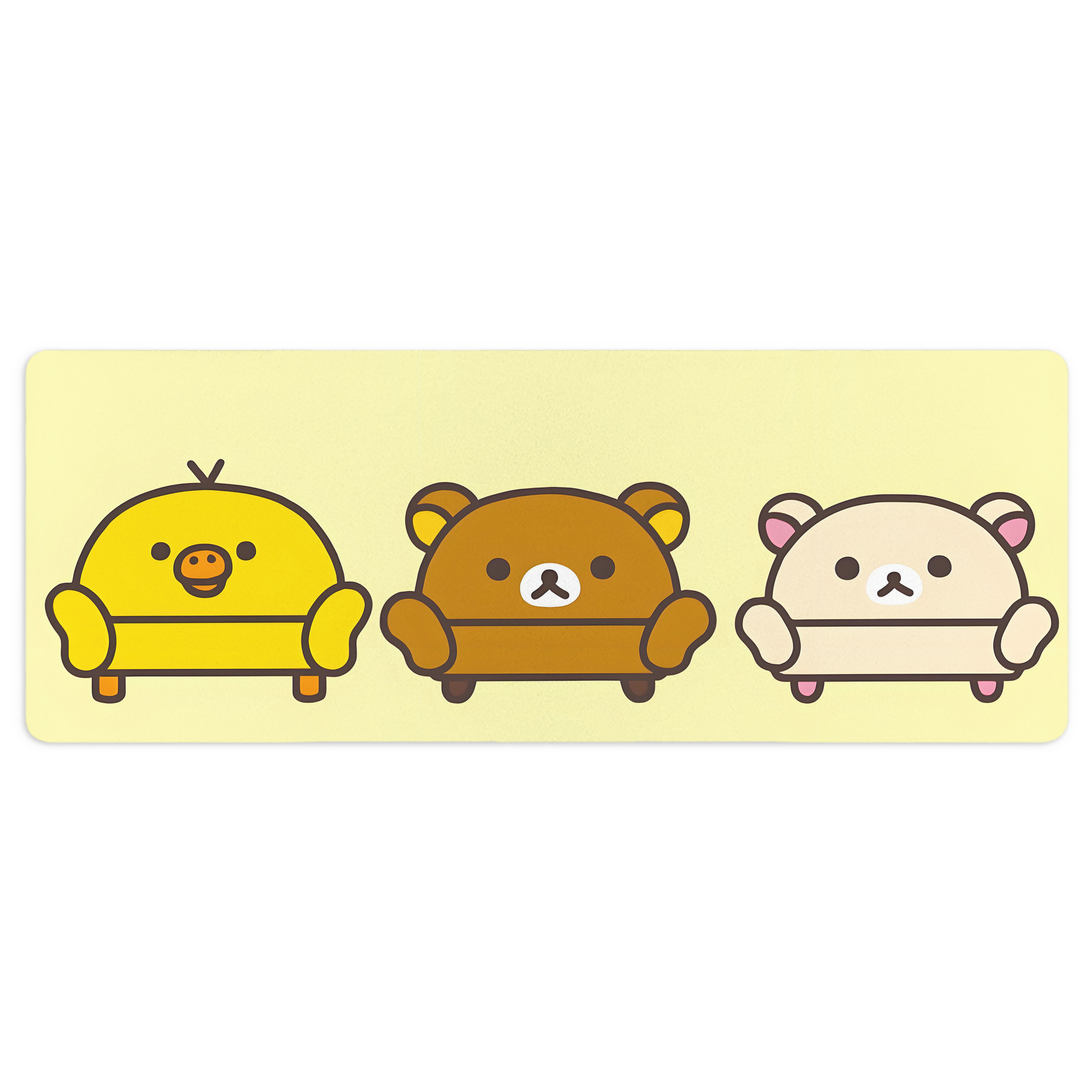 （画像用） リラックマ リラックマ キイロイトリ Rilakkuma Korilakkuma Kiiroitori ステッチ加工 大判デスクマット／滑り止めマウスパッド