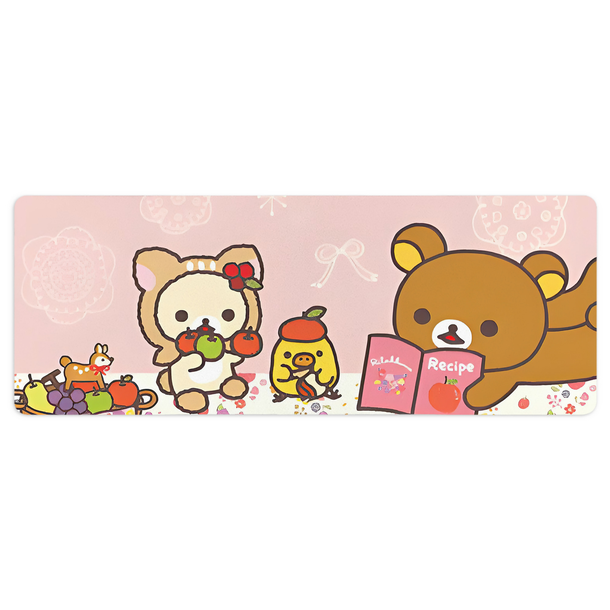 （画像用） リラックマ リラックマ キイロイトリ Rilakkuma Korilakkuma Kiiroitori ステッチ加工 大判デスクマット／滑り止めマウスパッド