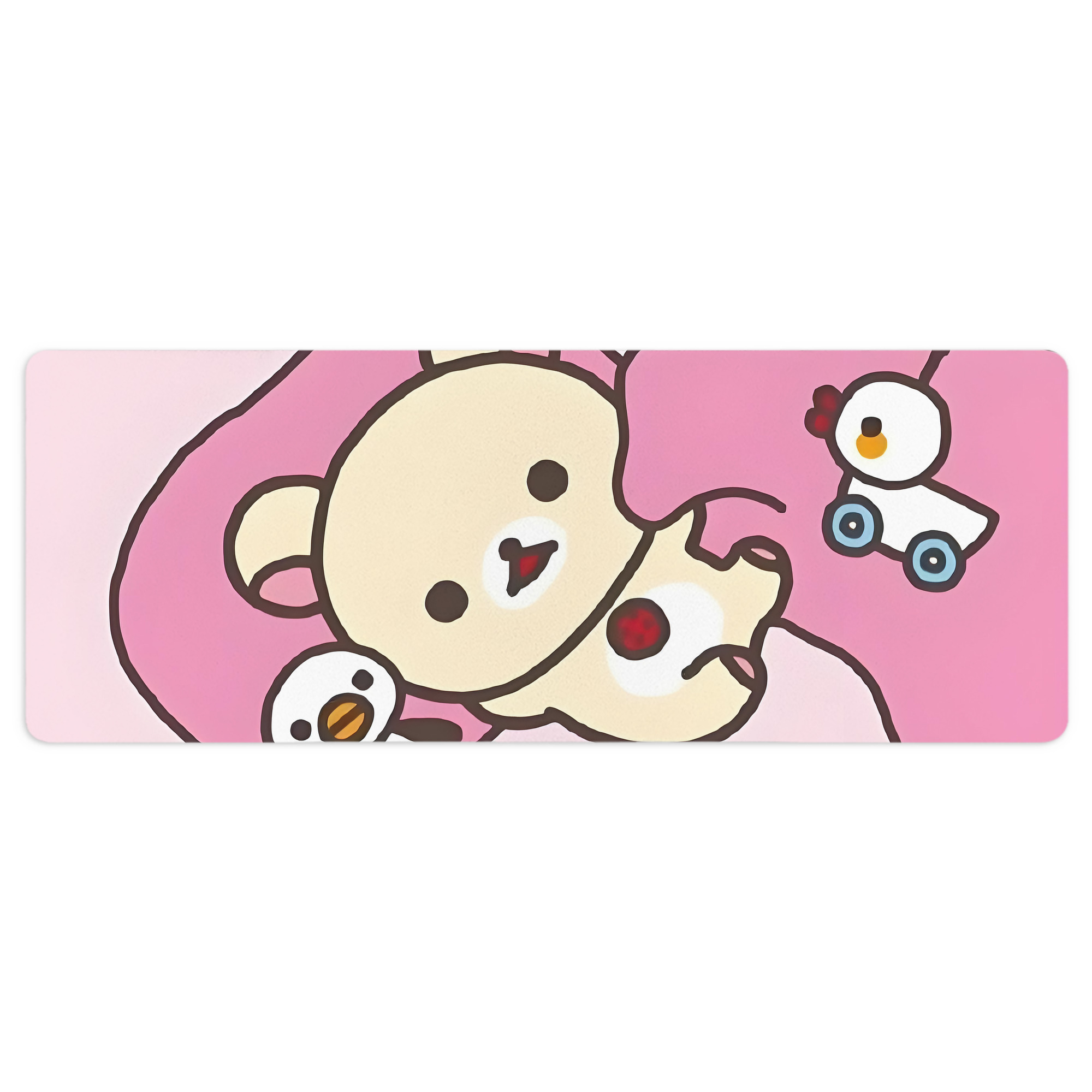 （画像用） リラックマ リラックマ キイロイトリ Rilakkuma Korilakkuma Kiiroitori ステッチ加工 大判デスクマット／滑り止めマウスパッド