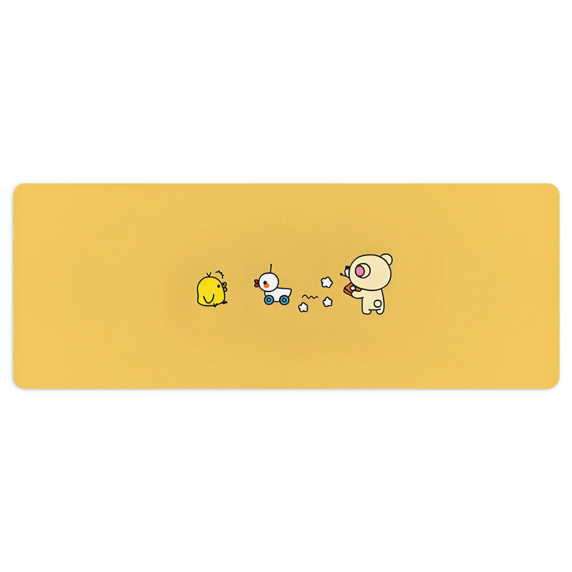 （画像用） リラックマ リラックマ キイロイトリ Rilakkuma Korilakkuma Kiiroitori ステッチ加工 大判デスクマット／滑り止めマウスパッド